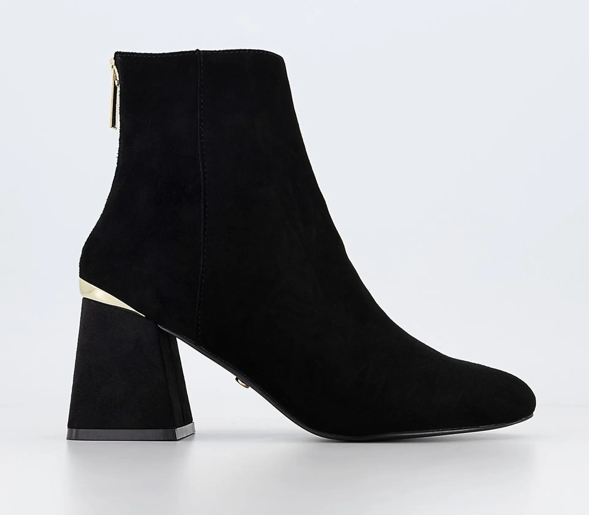 Atiana Gold Detail Black Heel Ankle Boots