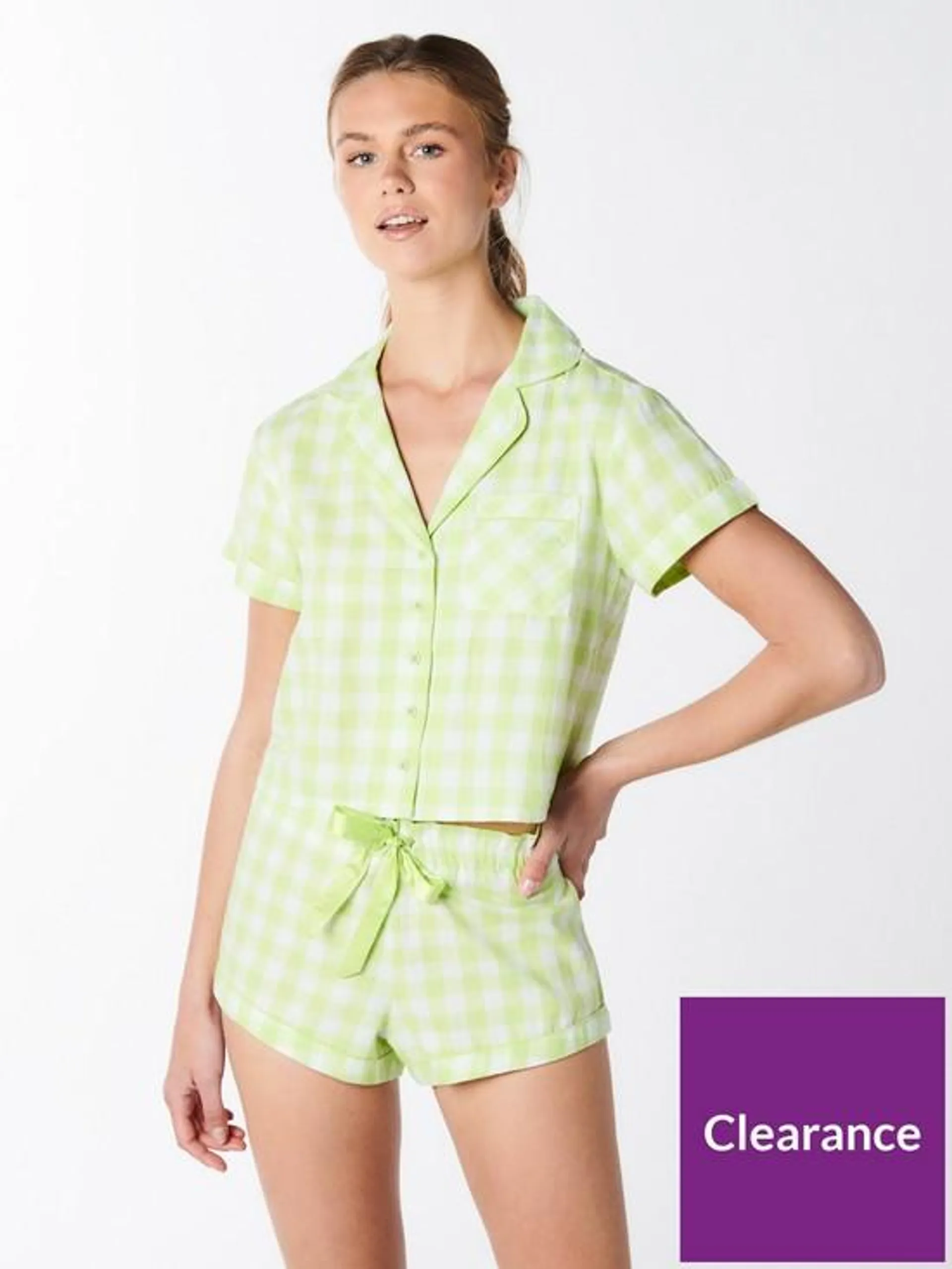 Lime Gingham Short Revere - Lime