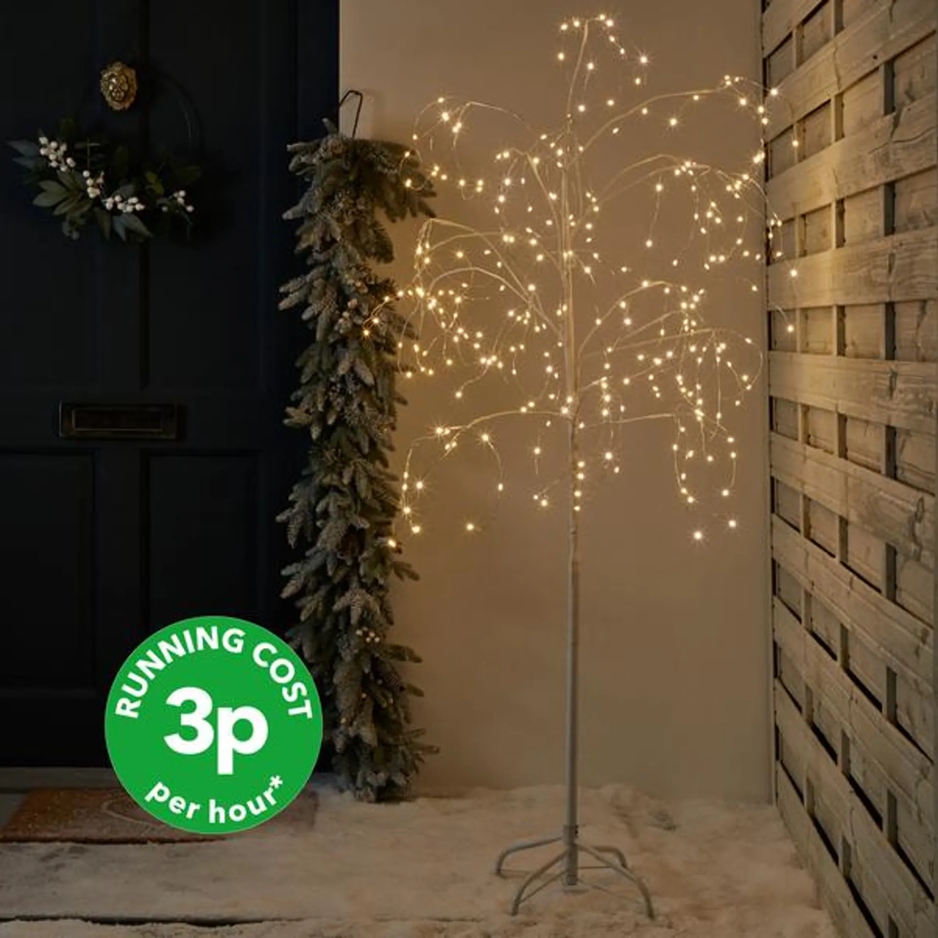 5ft Pre-Lit LED White Twig Tree