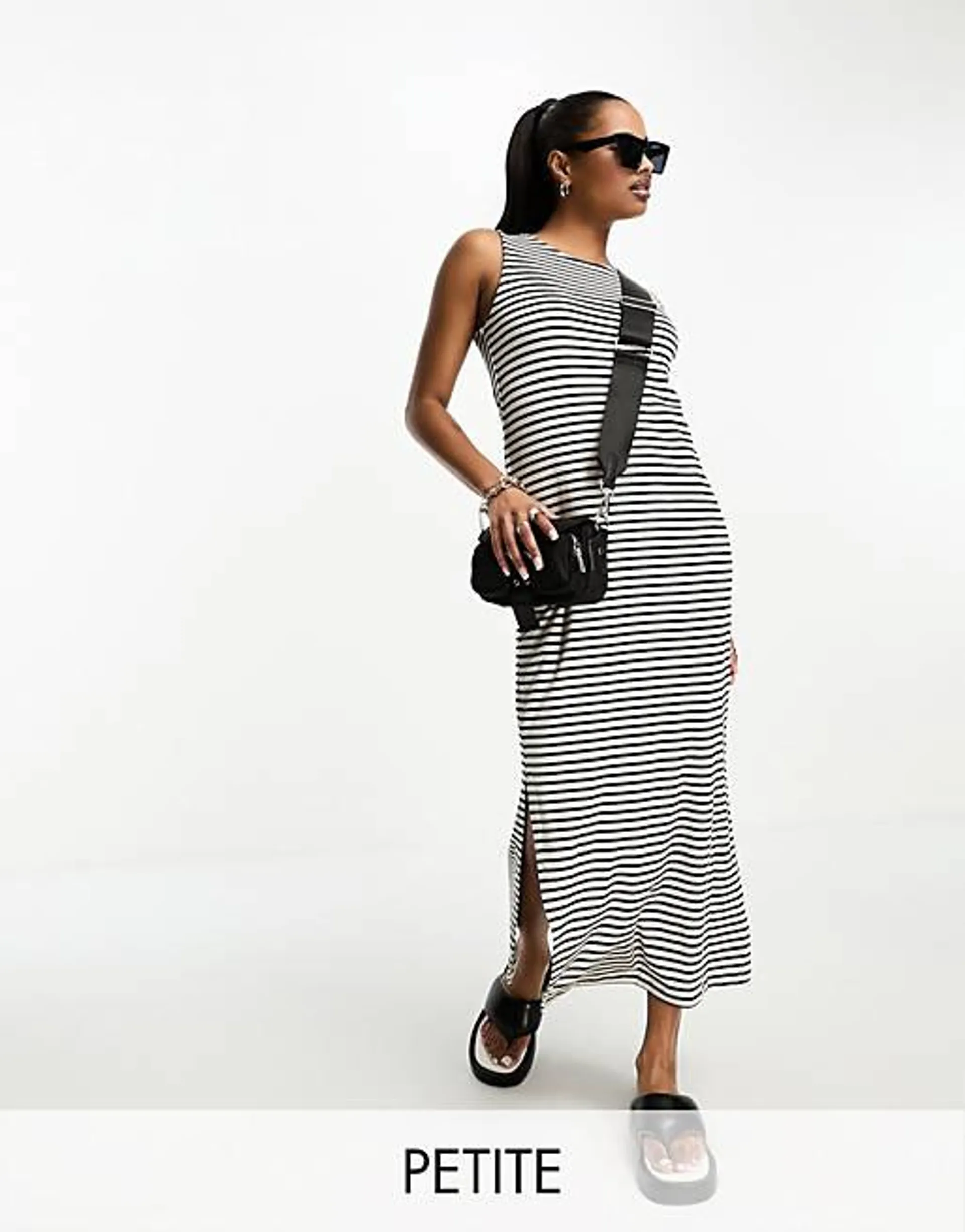 Vero Moda Aware Petite sleeveless maxi dress in mono stripe