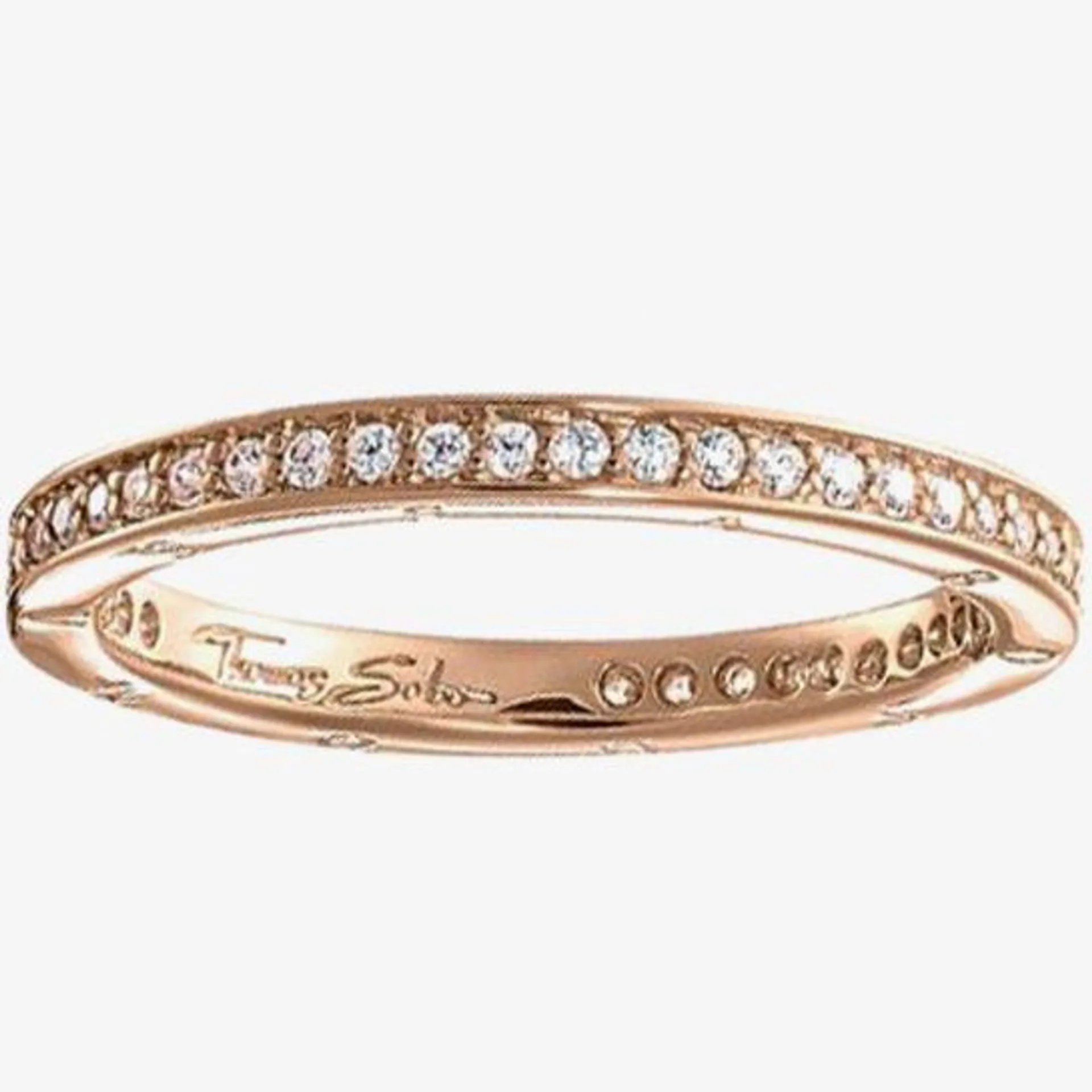 Rose Gold Plated Medium Clear Cubic Zirconia Narrow Eternity Ring