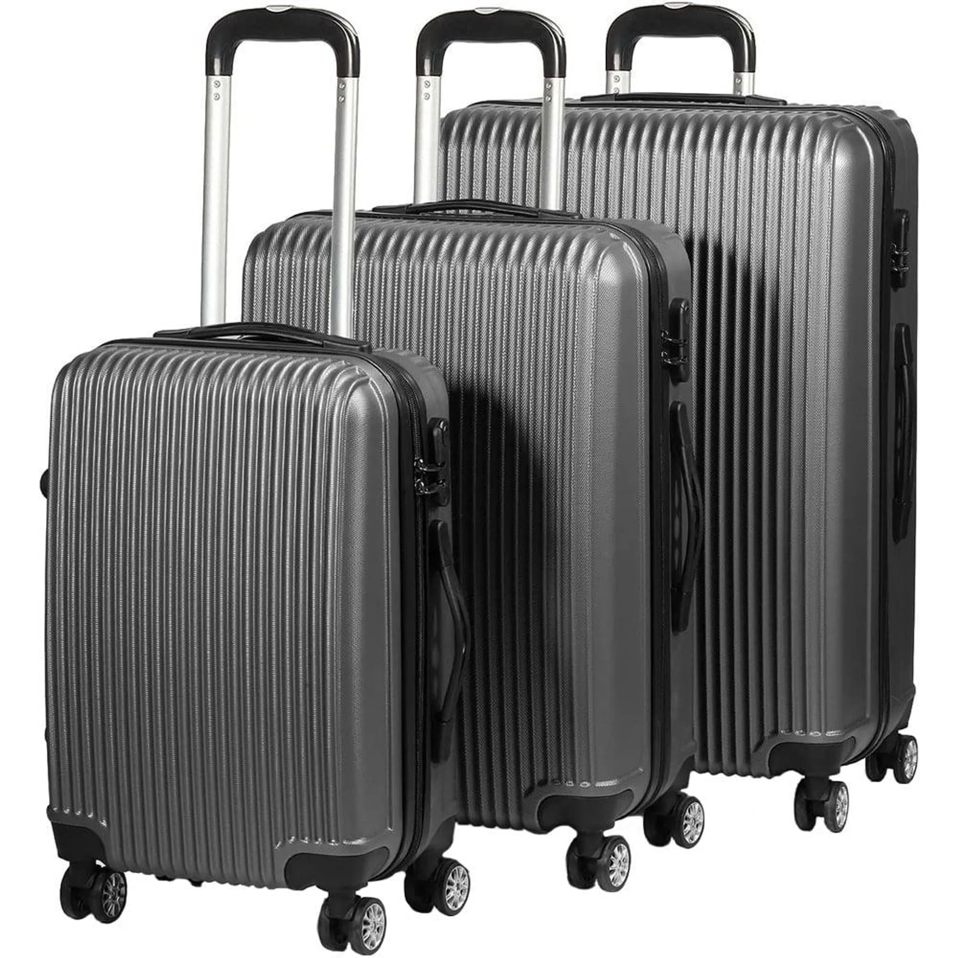 SA Products Set of 3 Black Hard Shell Lightweight Luggage