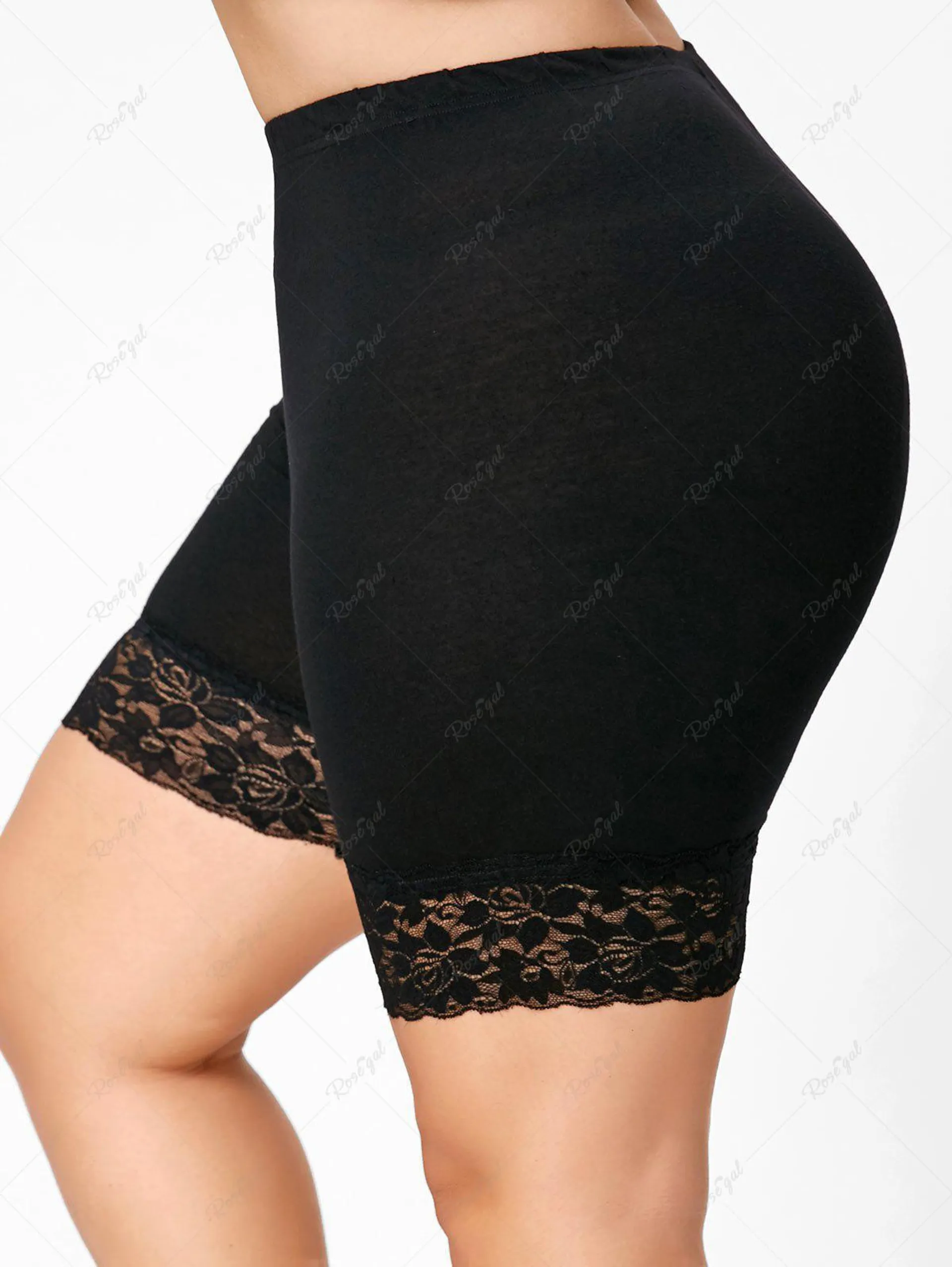 Plus Size Lace Trim Short Leggings - 3x | Us 22-24