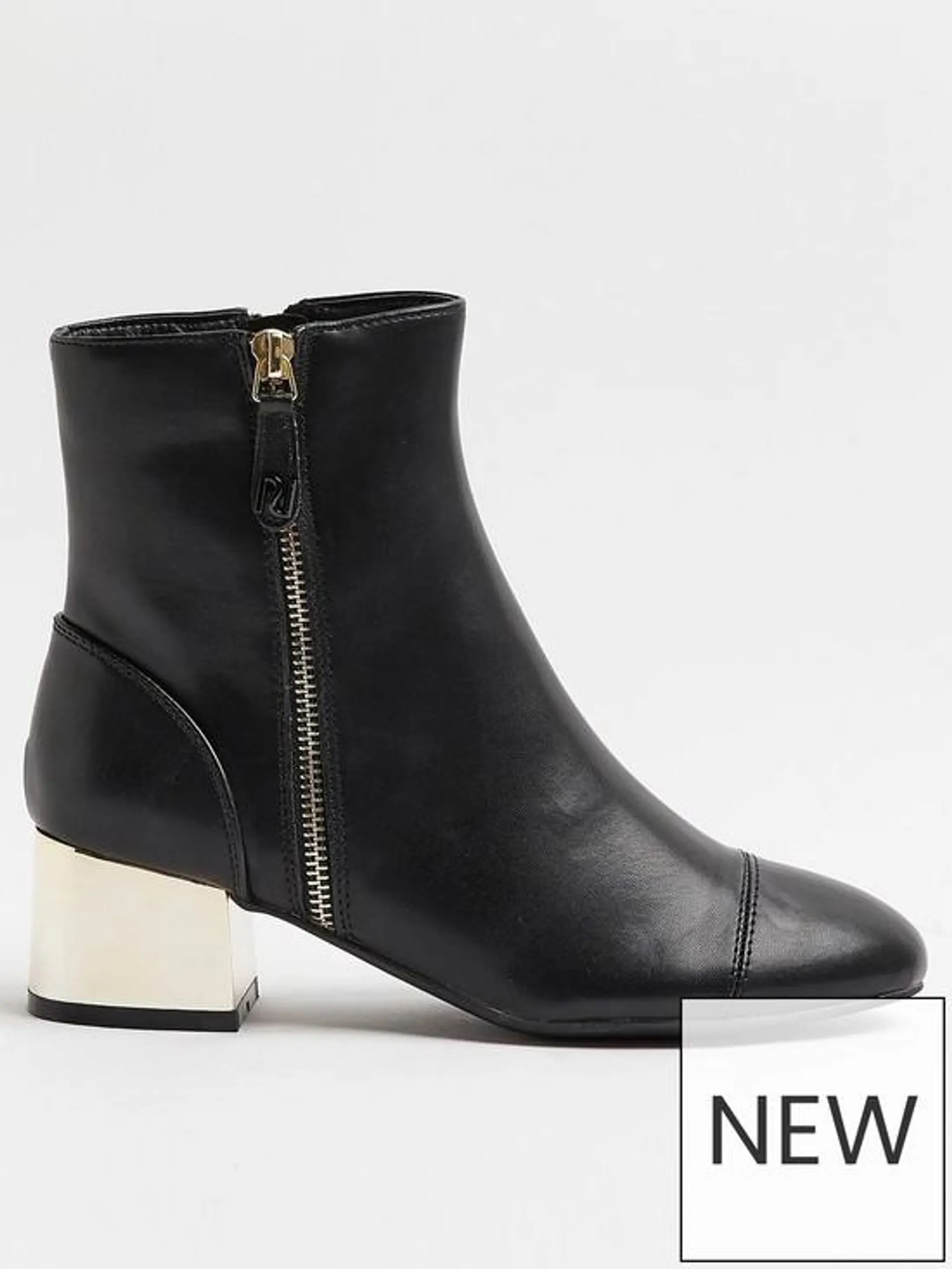 River Island Size Zip Ankle Boot - Black