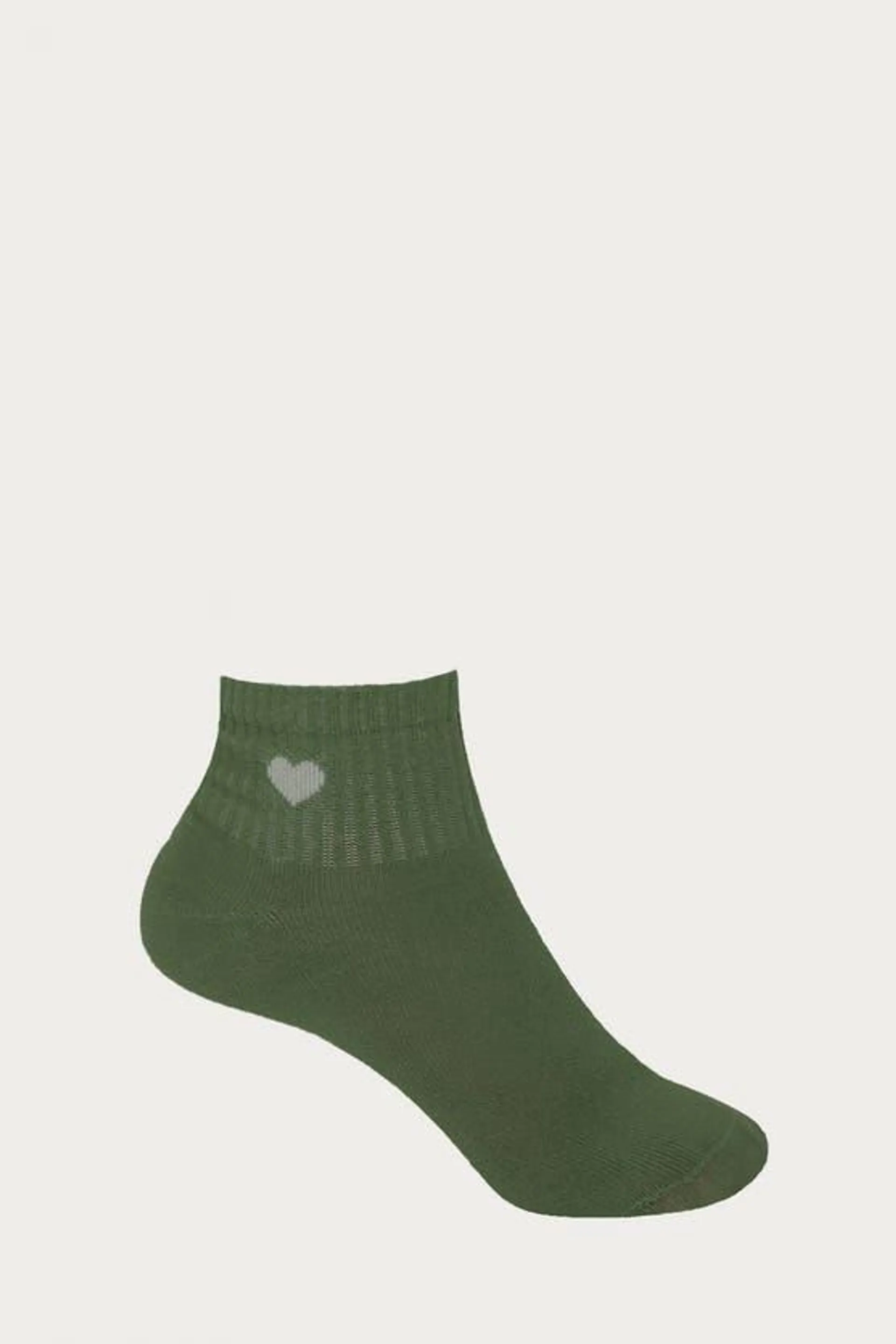 Dark Sage Heart Embroidery Socks