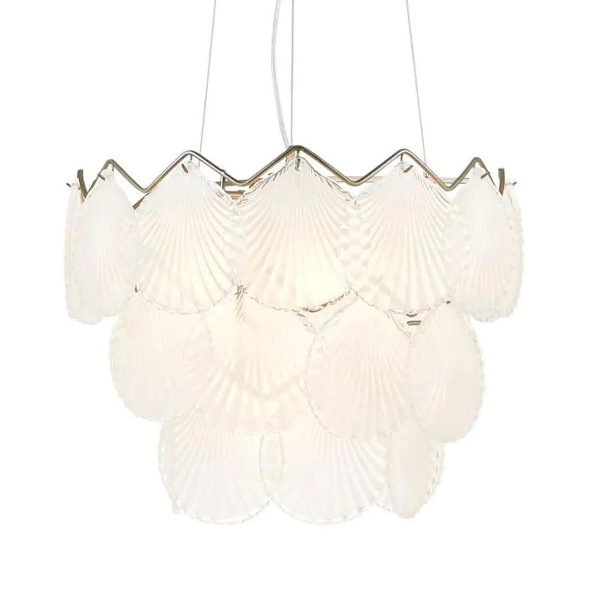 Ellie Glass Disc 3 Tier Chandelier, Frosted