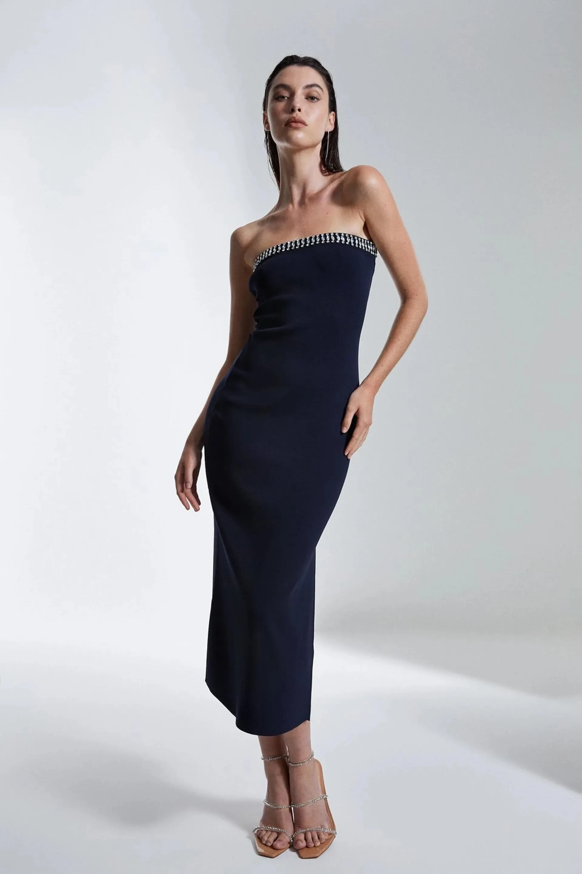 Embellished Bandeau Column Midaxi Dress