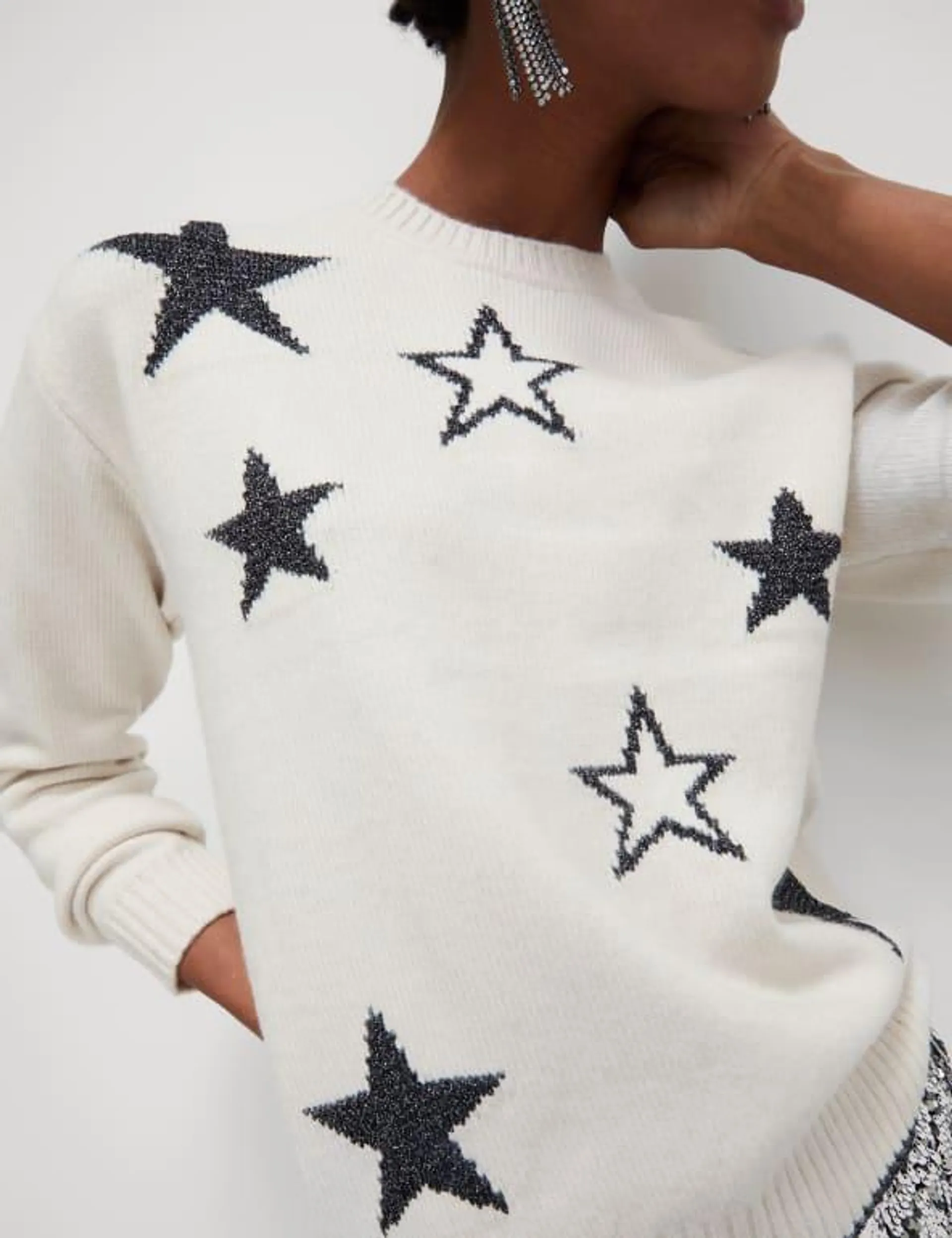 Star Crew Neck Relaxed Fit Jumper