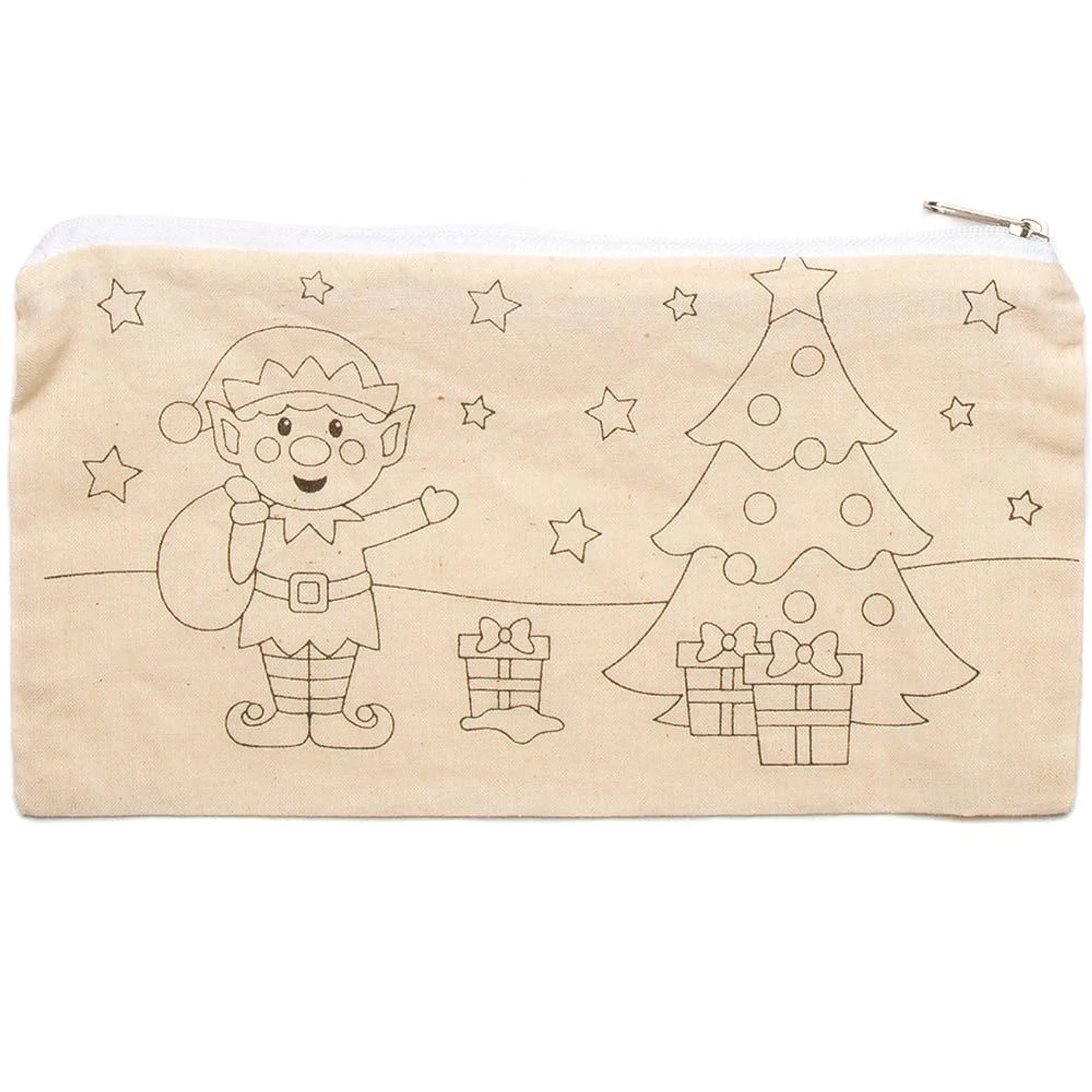 Christmas Colour-in Fabric Pencil Cases