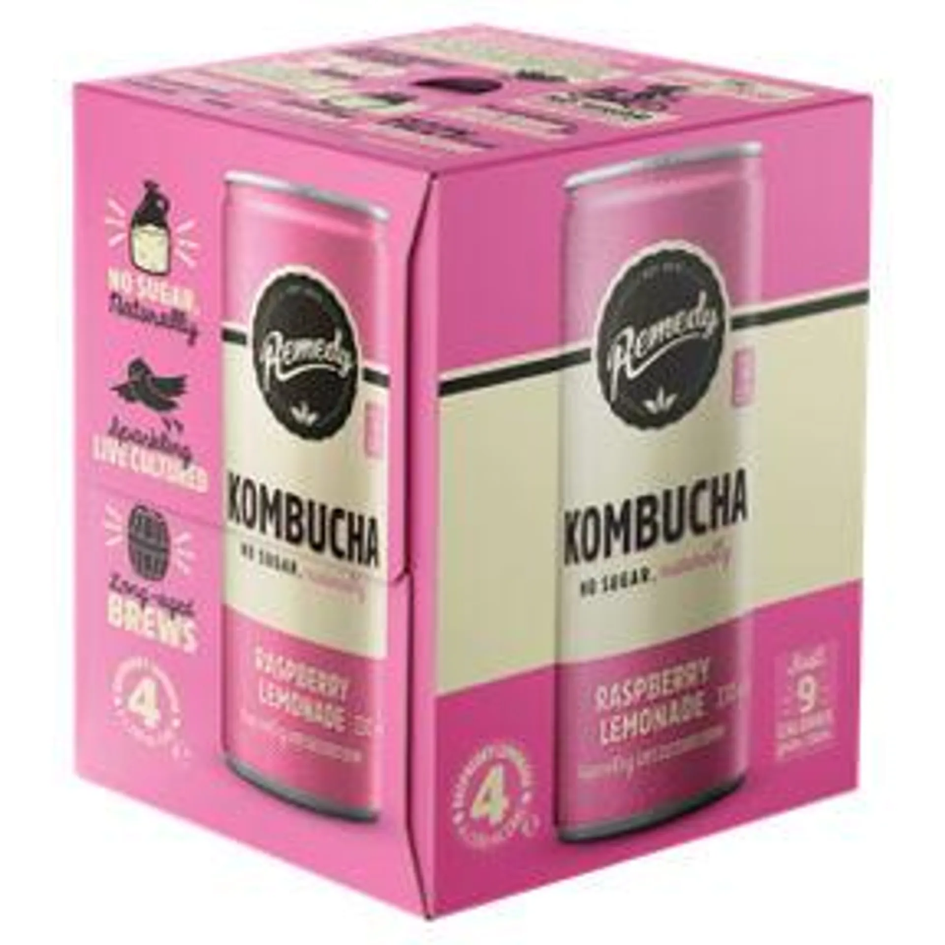 Remedy Kombucha Raspberry Lemonade 4 x 330ml