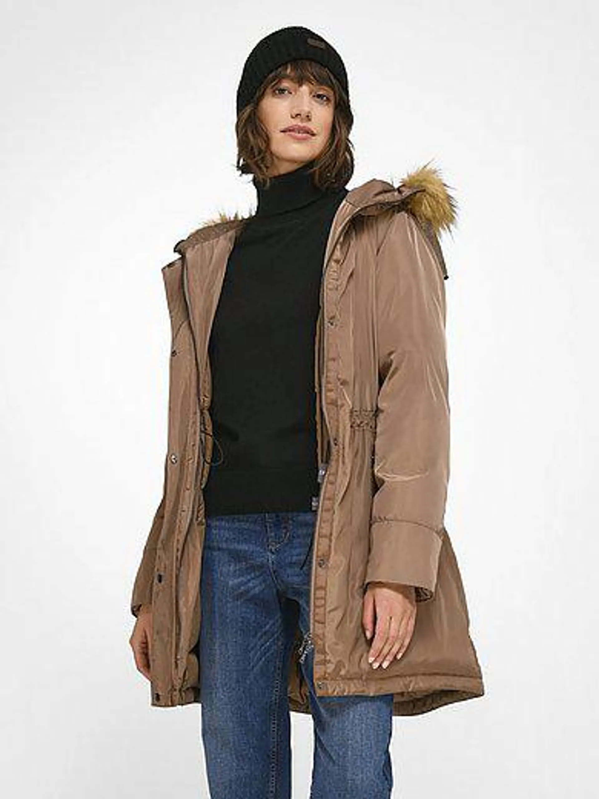 Down jacket with concealed 2-way zip