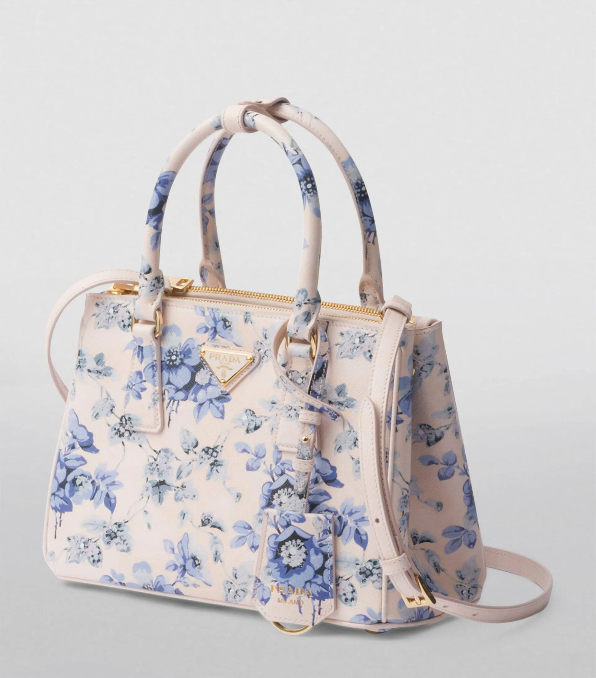 Small Leather Floral Galleria Top-Handle Bag