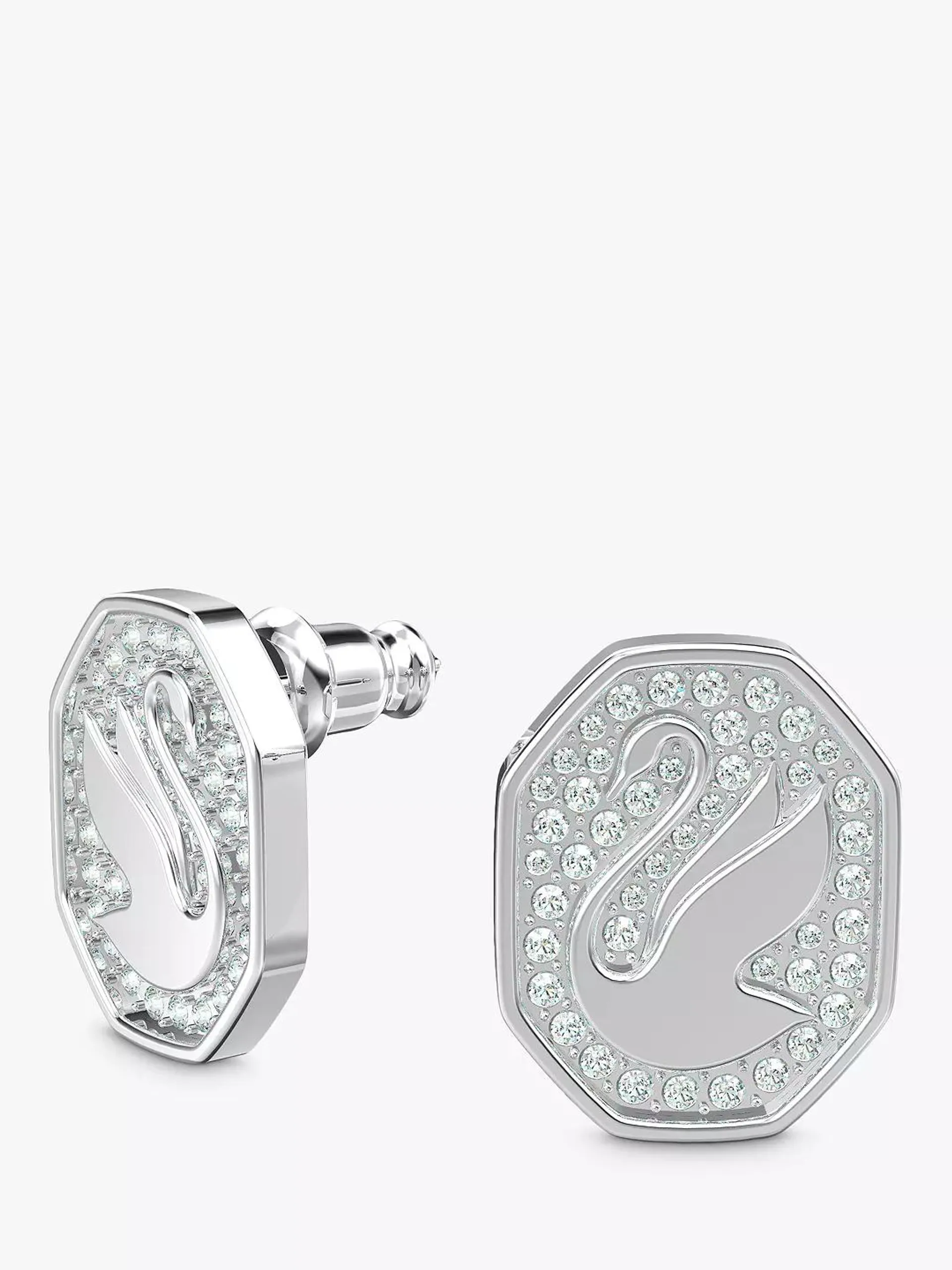 Swarovski Signum Octagonal Swan Crystal Stud Earrings, Silver