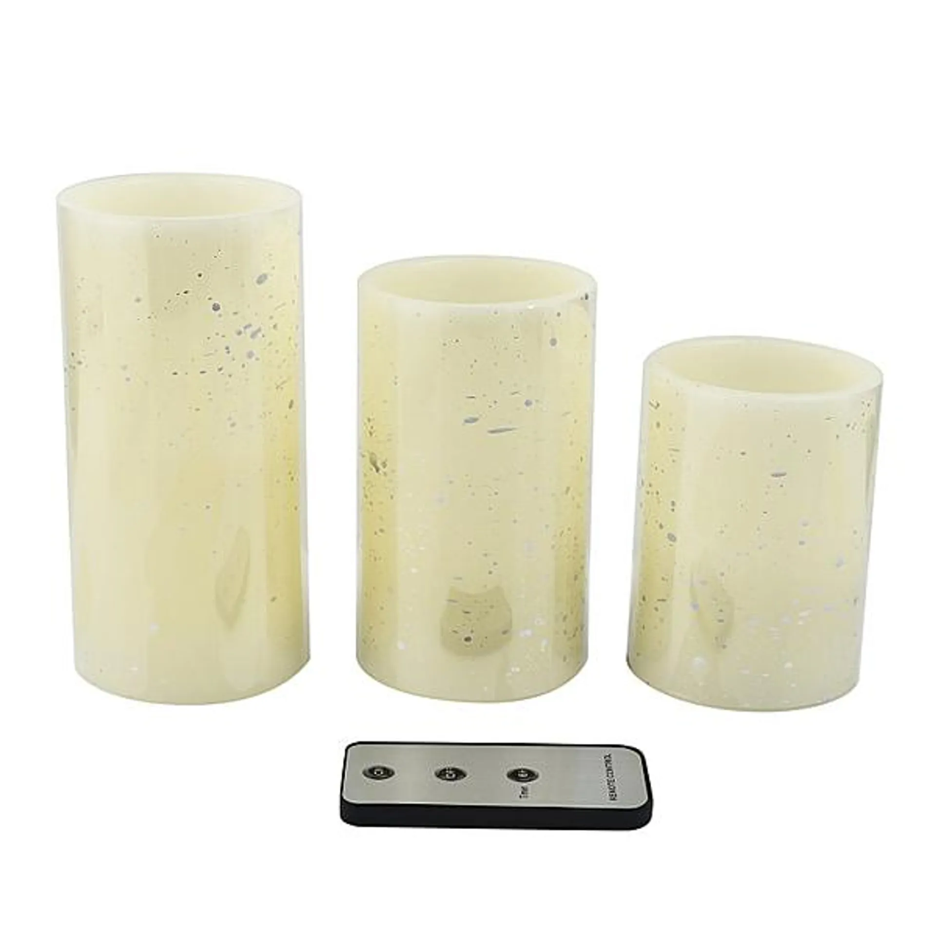 3 Pcs Speckled LED Candle Set with Remote - Hand Made with Wax (6 X AA Battery not Included)
