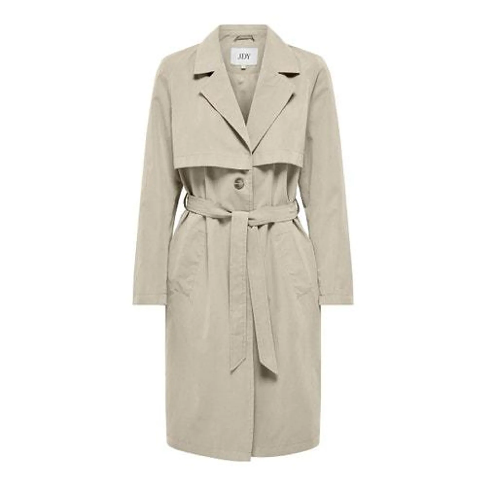Mid-Length Trench Coat with Tie-Waist