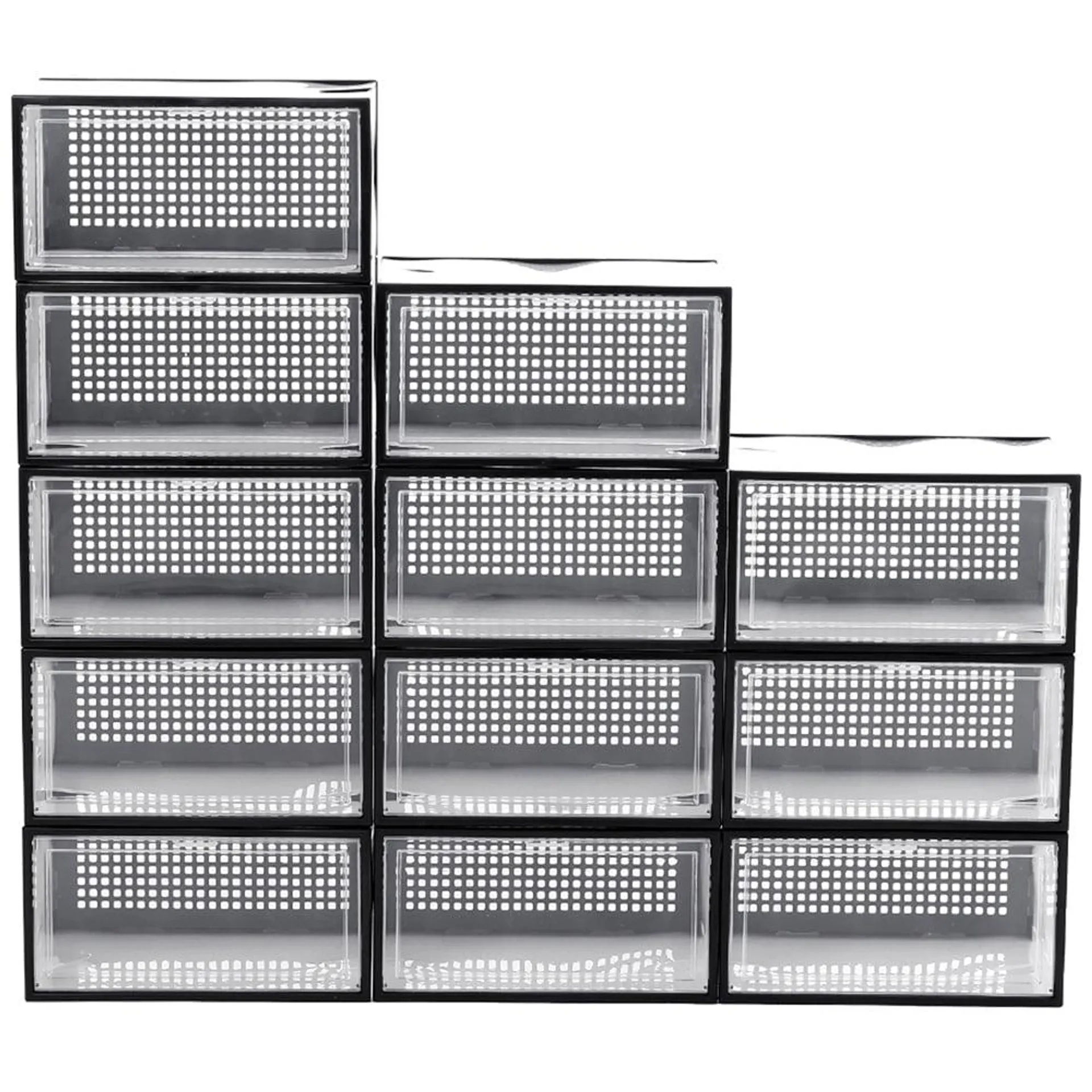 Living and Home Set of 12 Clear Plastic Stackable Shoe Storage Box 18cm