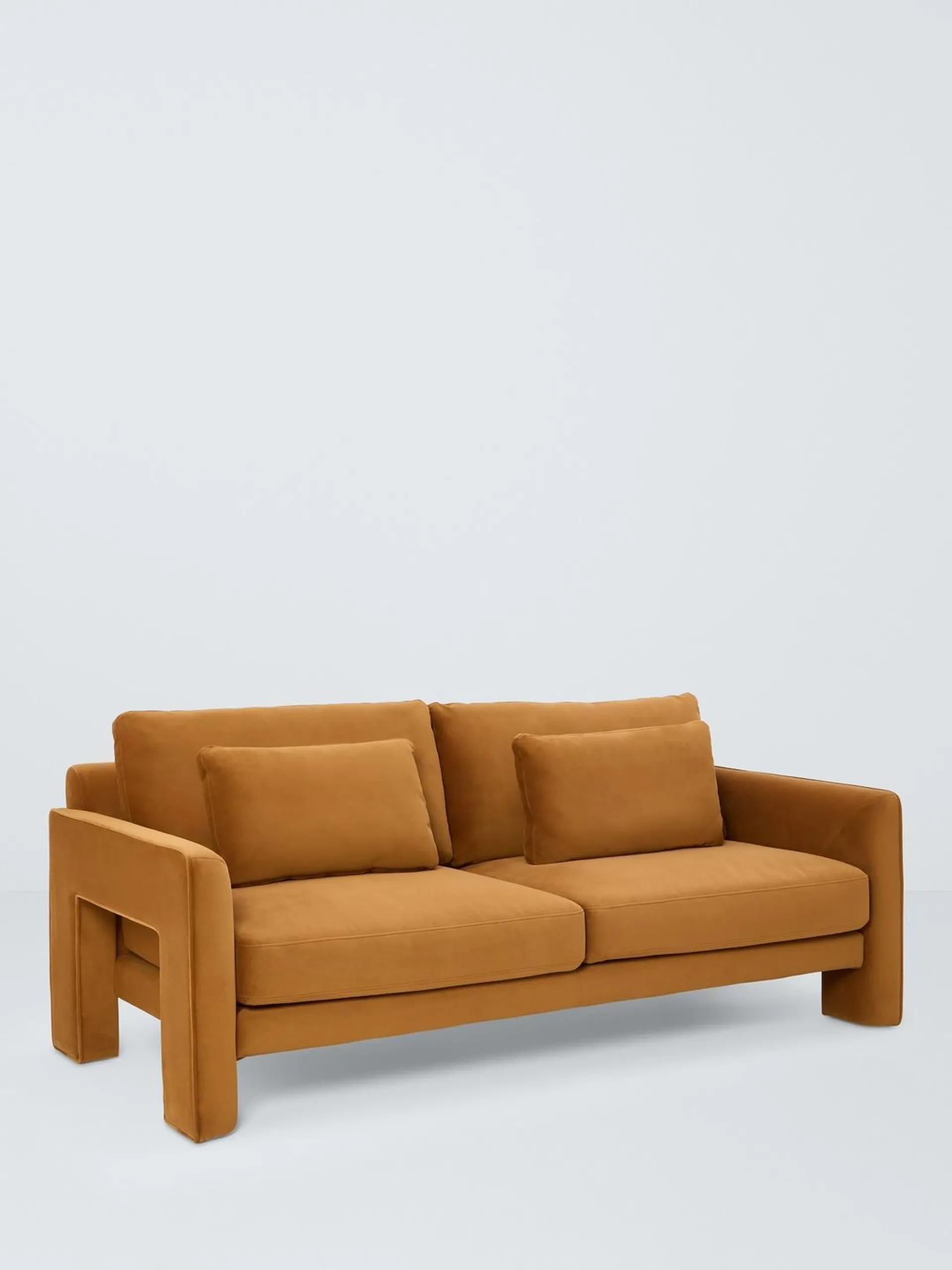 John Lewis Blocky Large 3 Seater Sofa, Caramel Velvet