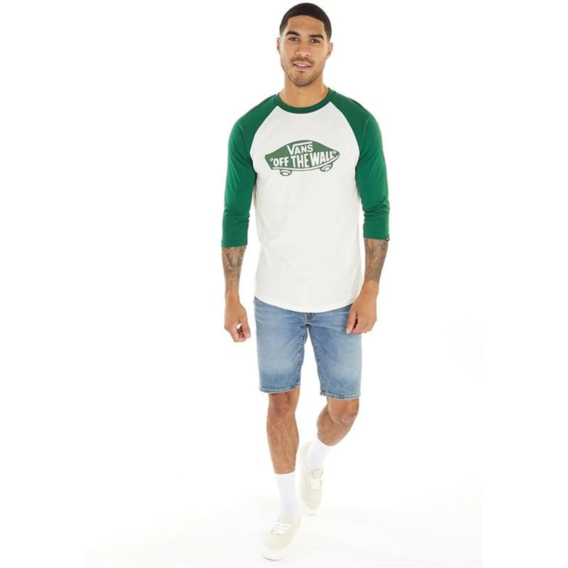 Vans Mens Style 76 Raglan T-Shirt Antique White/​Eden