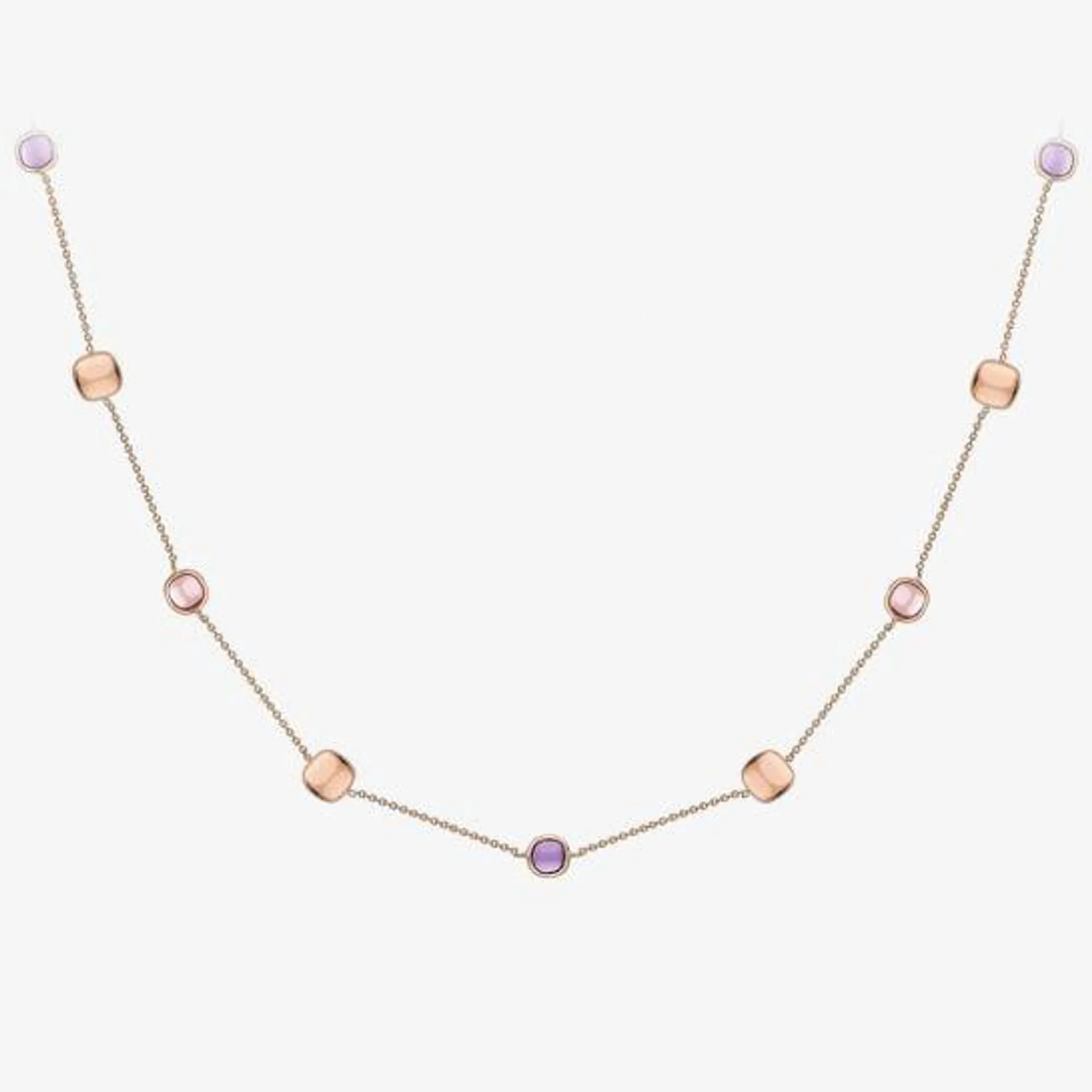 9ct Rose Gold Amethyst and Rose Quartz Necklace CN554-17