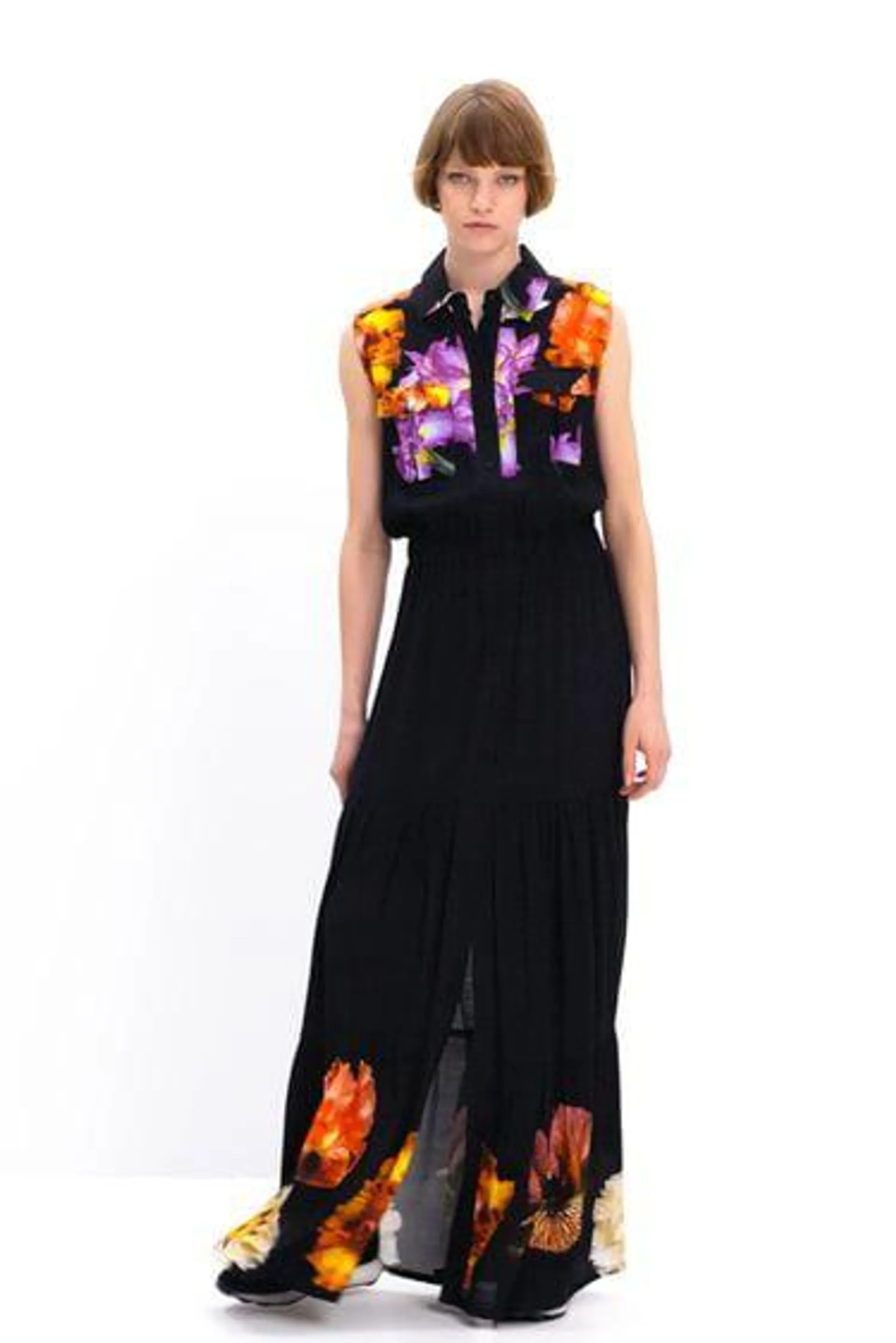 M. Christian Lacroix long floral shirt dress