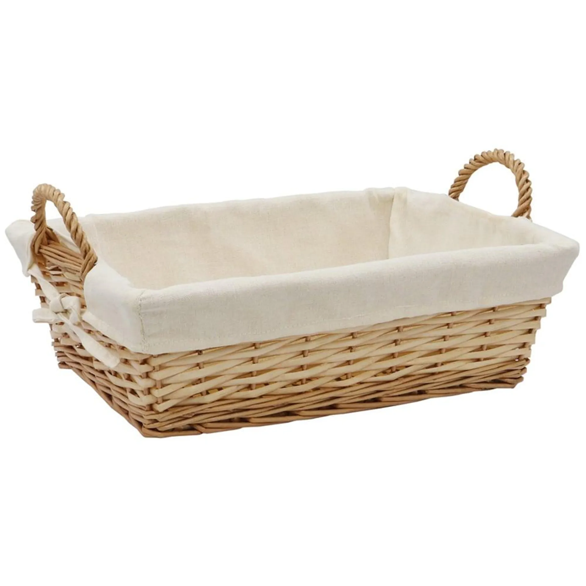 JVL Acacia Honey Rectangular Willow Storage Basket with Lining 10L