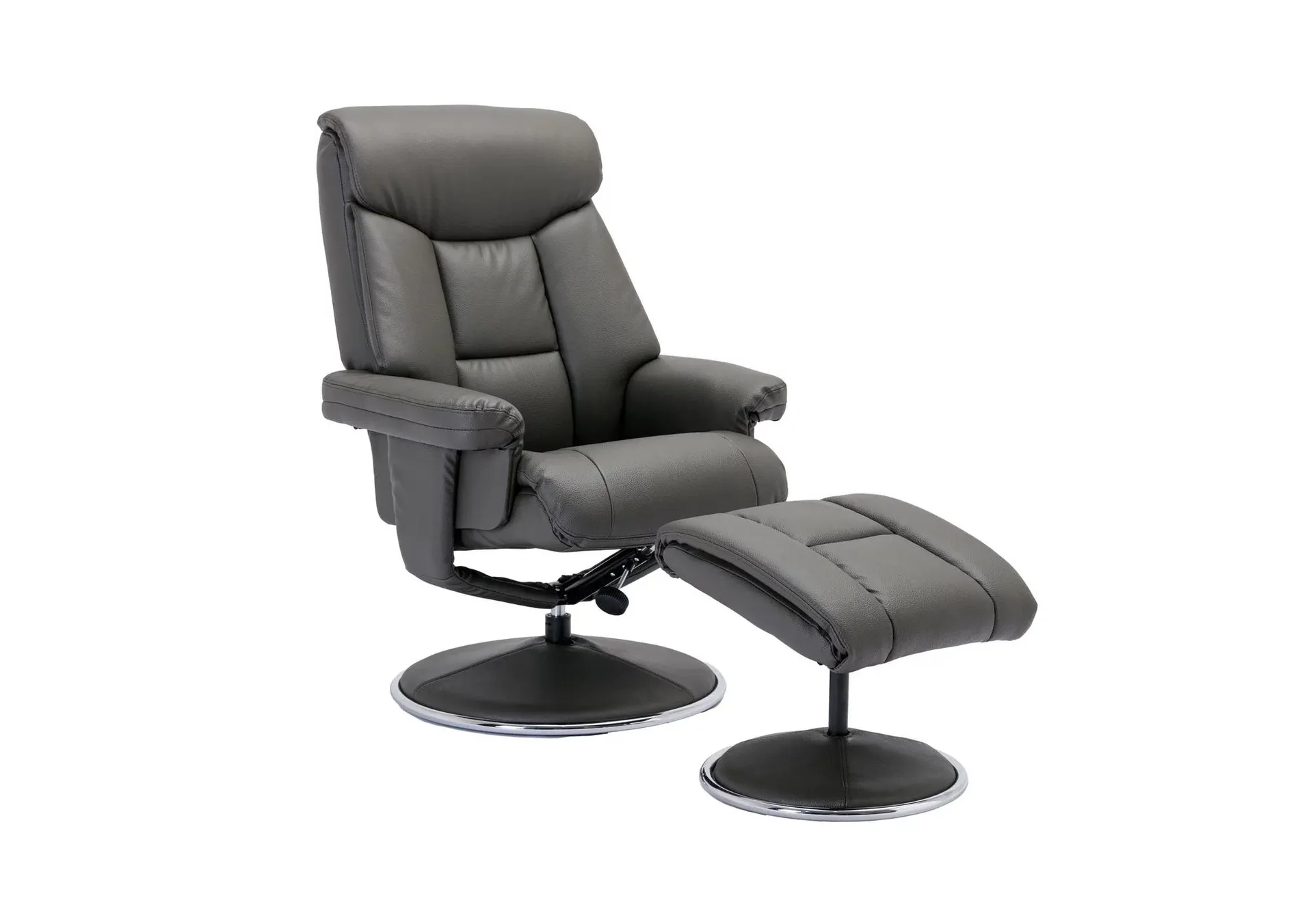 Bruges Faux Leather Swivel Recliner Chair and Footstool