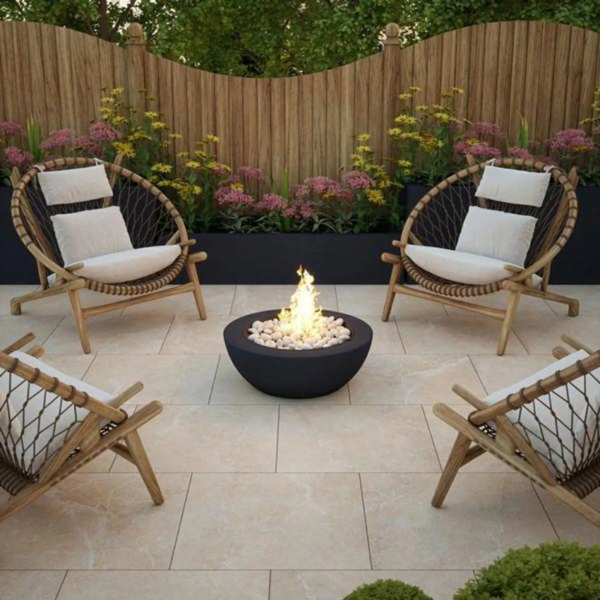 Clifton Bone Beige Stone Effect 20mm Porcelain Paving Slabs