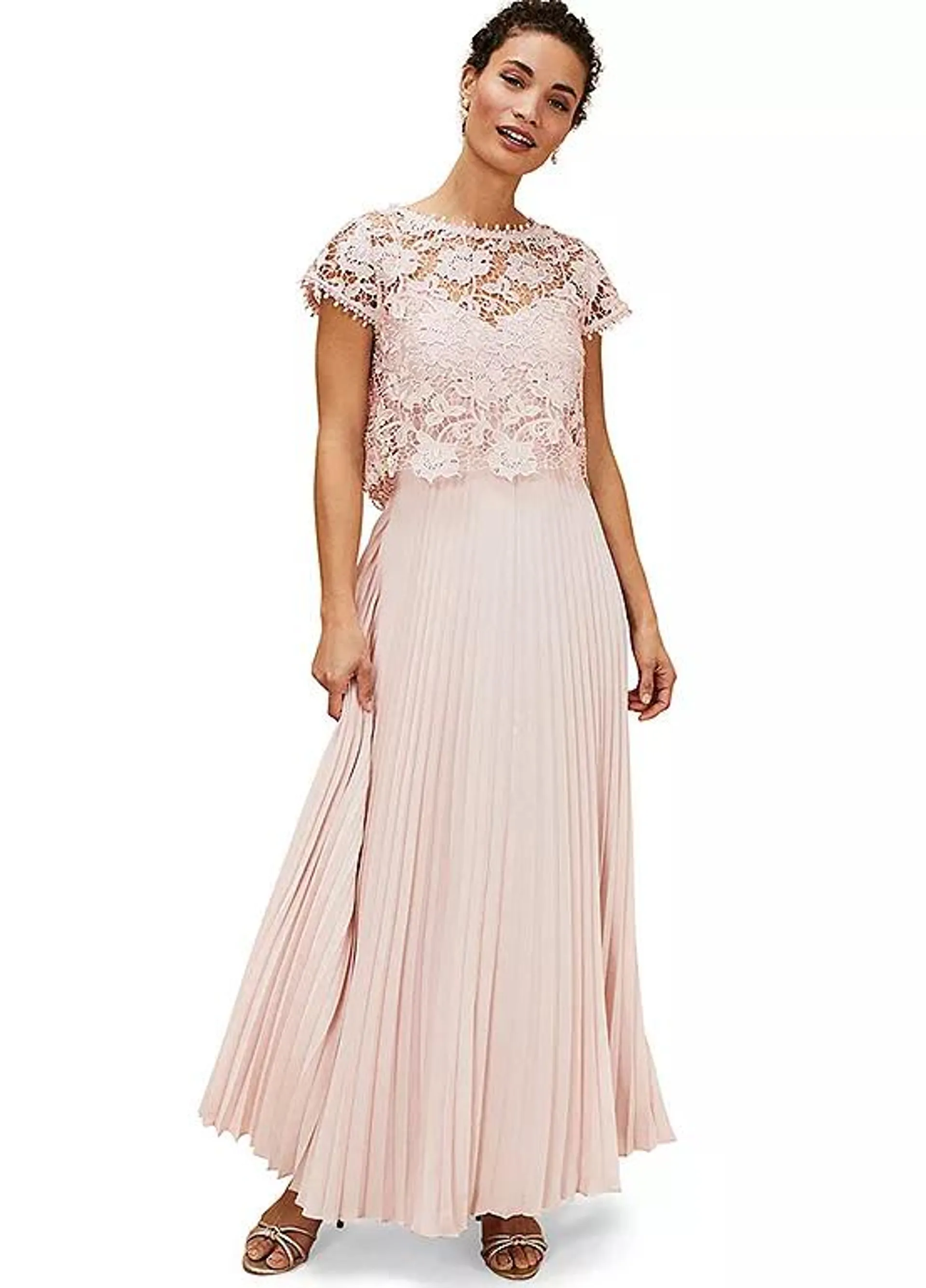 Phase Eight Michelle Lace Pleat Maxi Dress