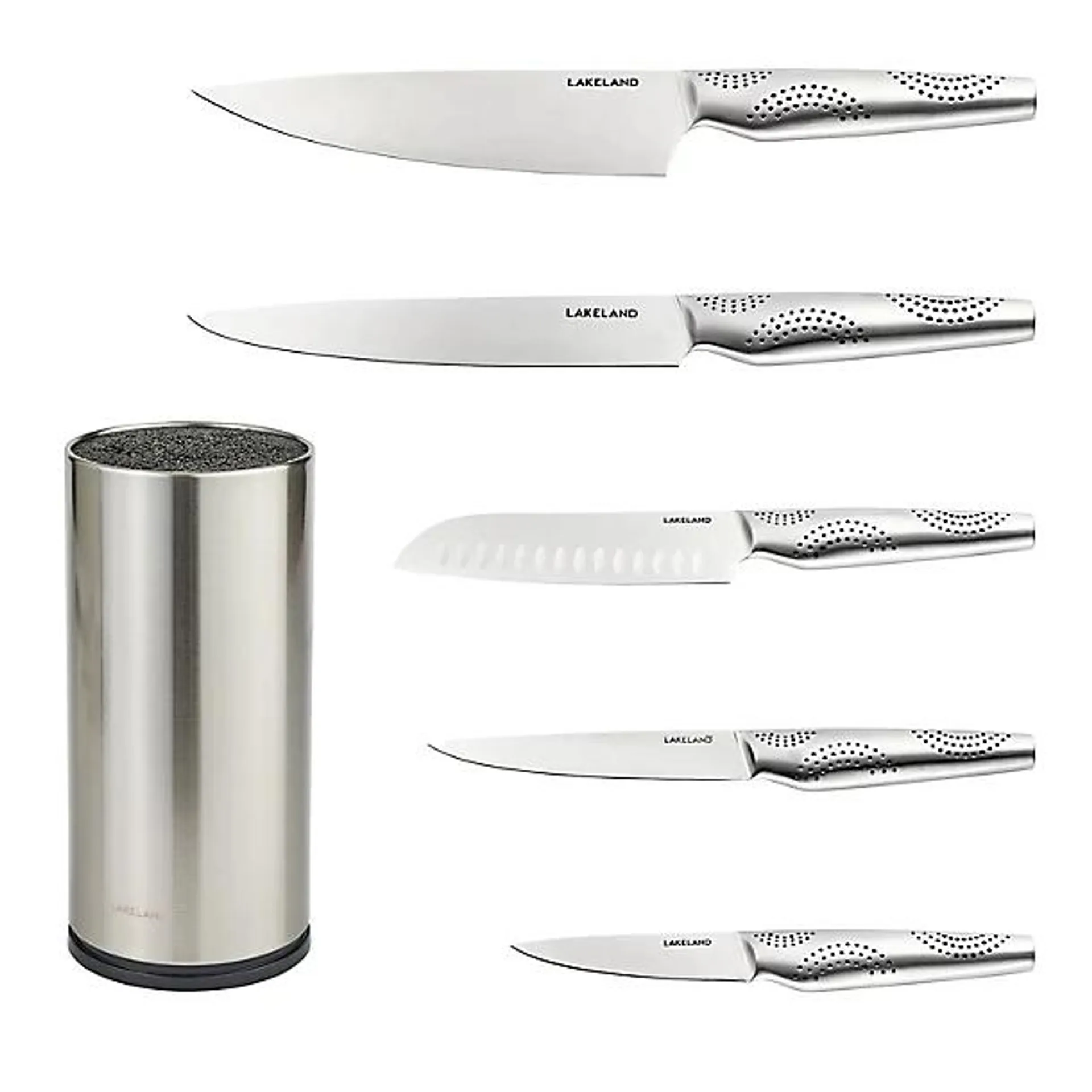 Lakeland Universal Knife Block and Stainless Steel 5-Piece Knife Bundle