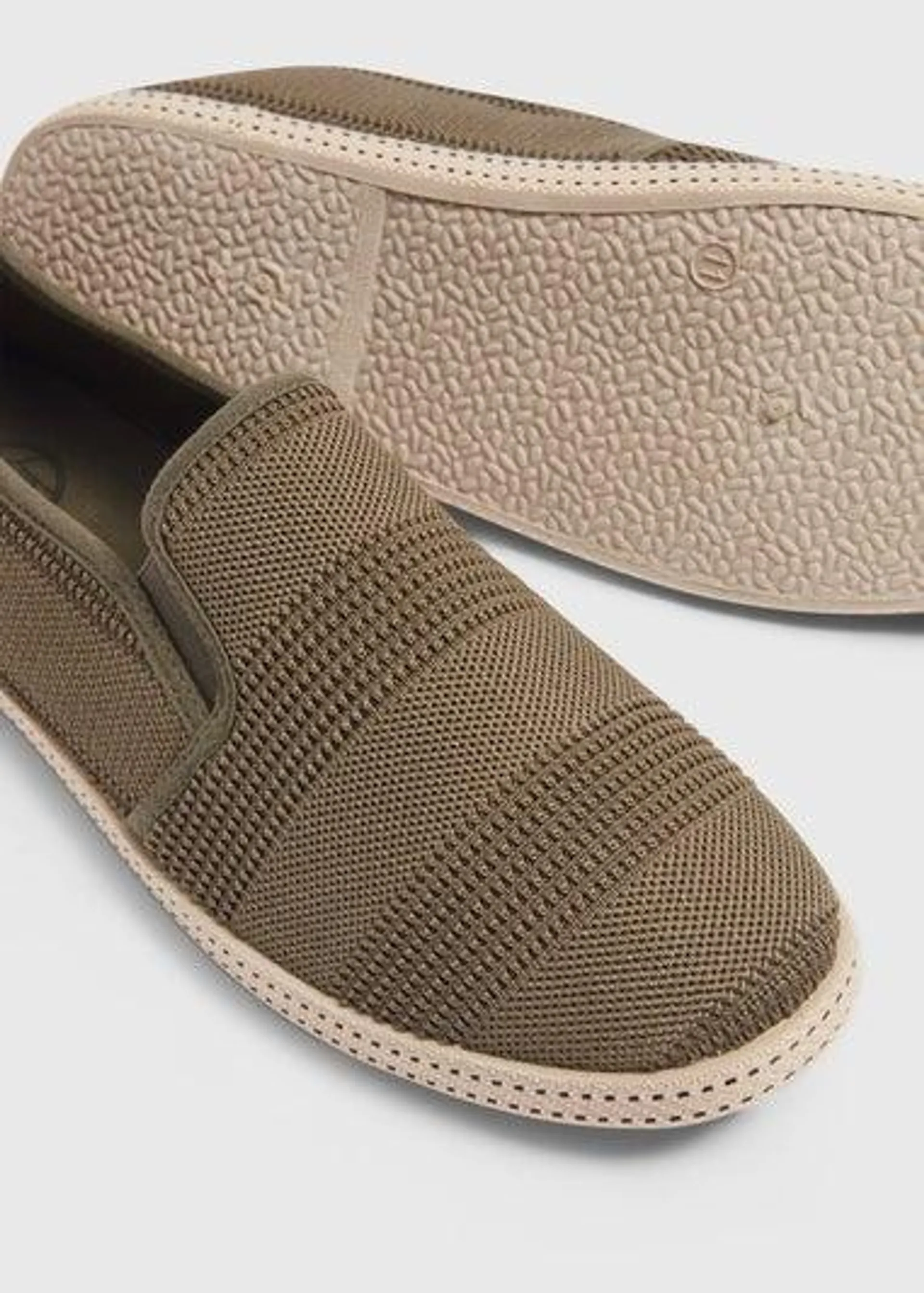 Khaki Textured Stripe Espadrille