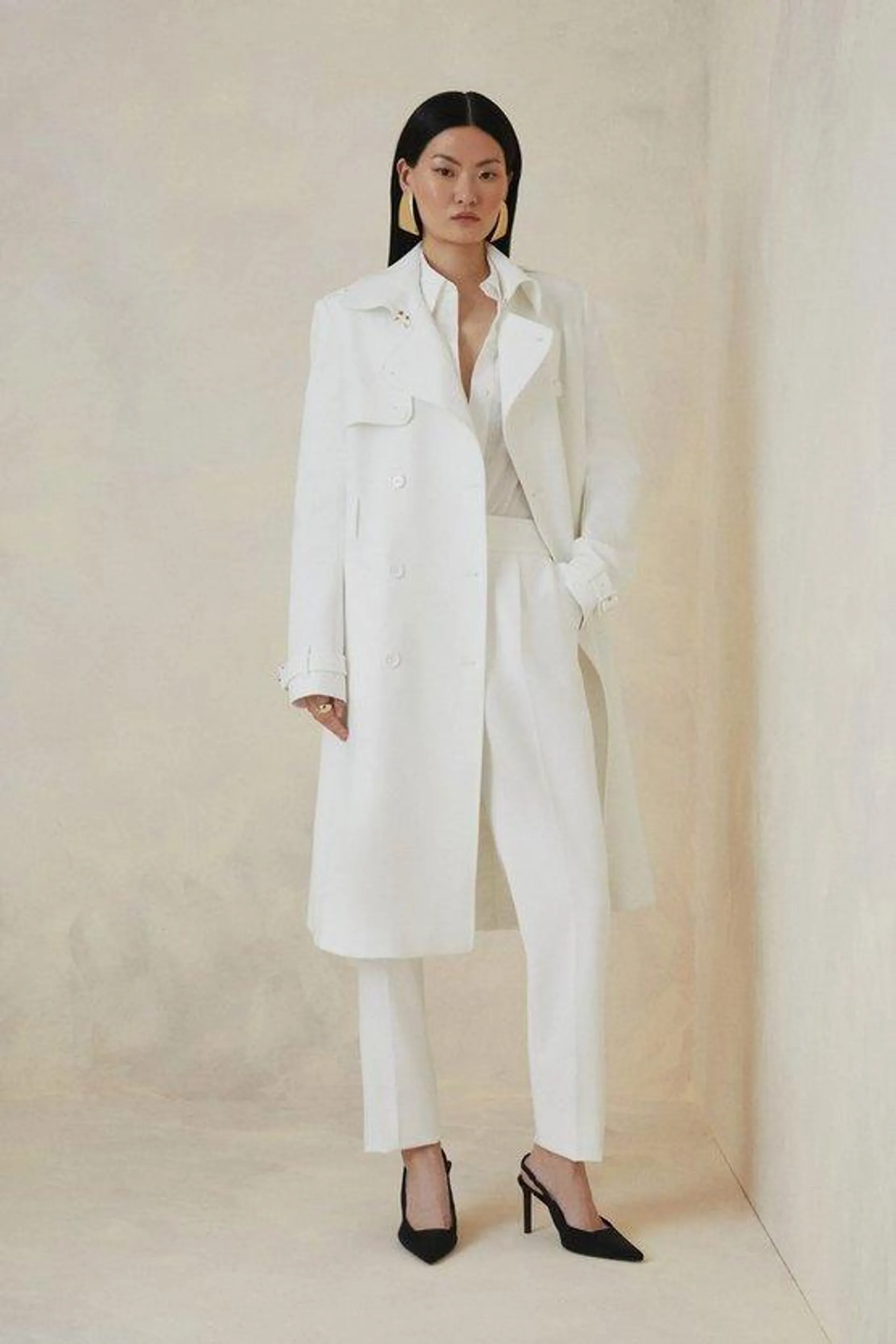 The Founder Compact Stretch Belted Tailored Coat