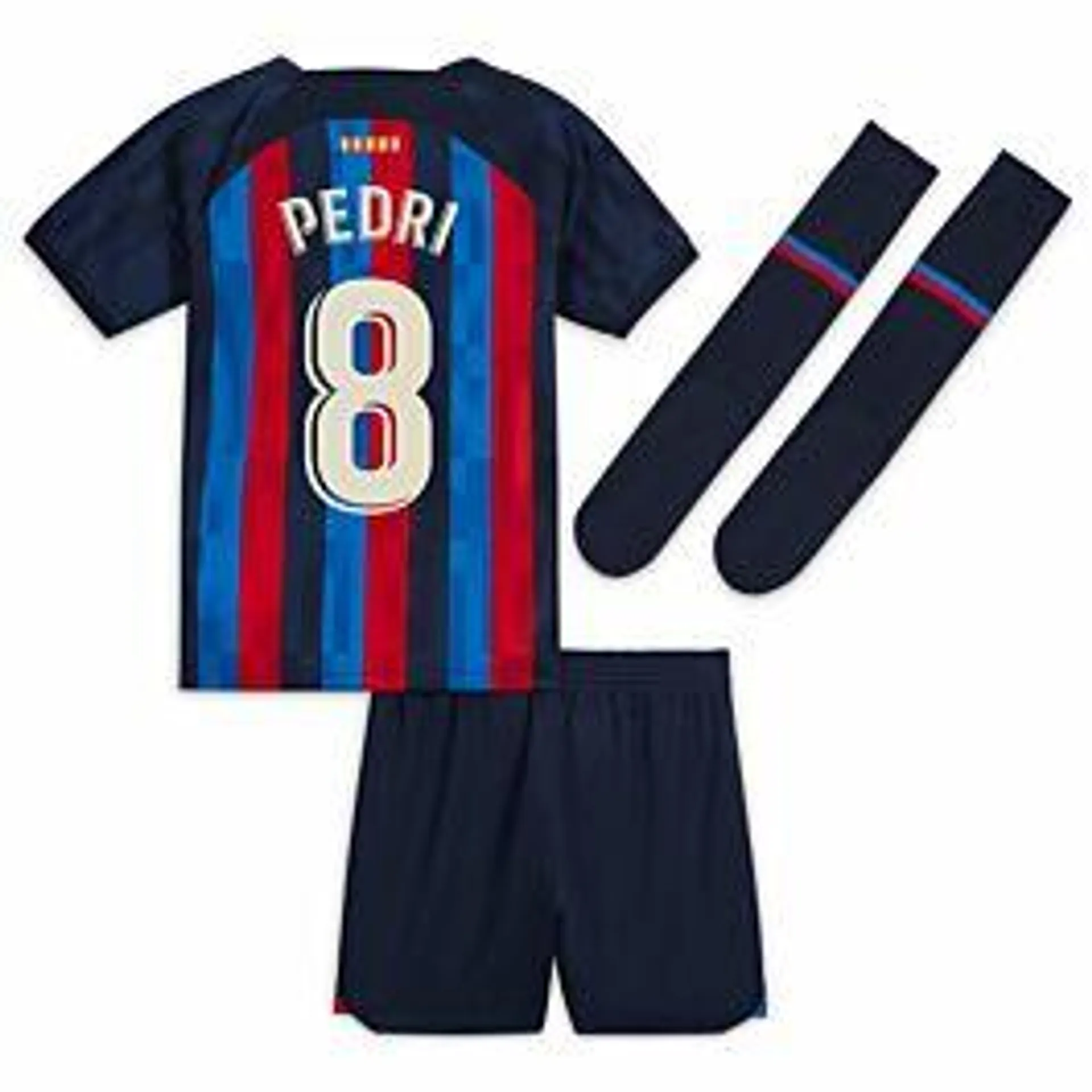 Nike Barcelona Home Pedri 8 Mini Kit 2022-2023 (Fan Style Printing)