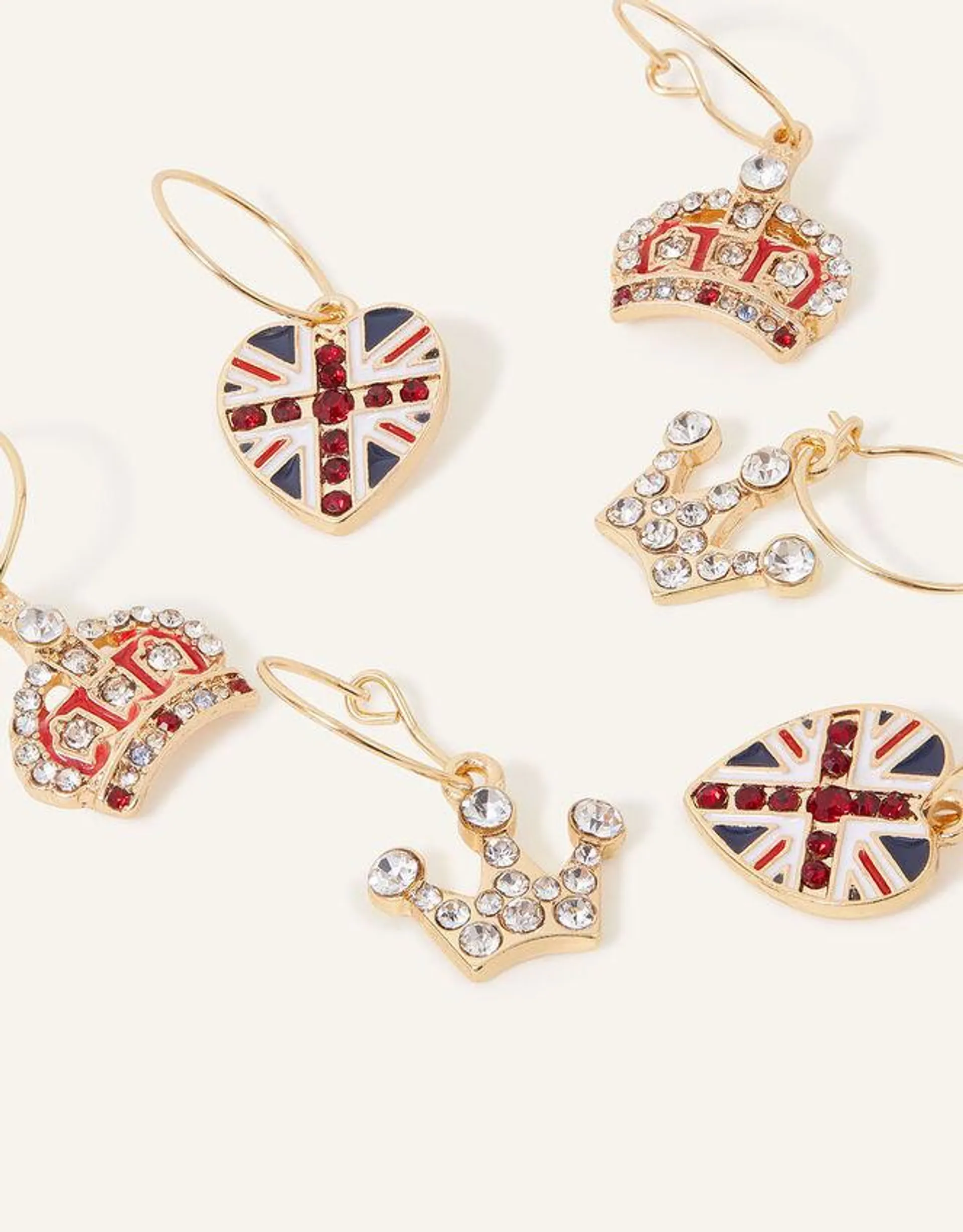 Crown Charm Hoops Set of Three