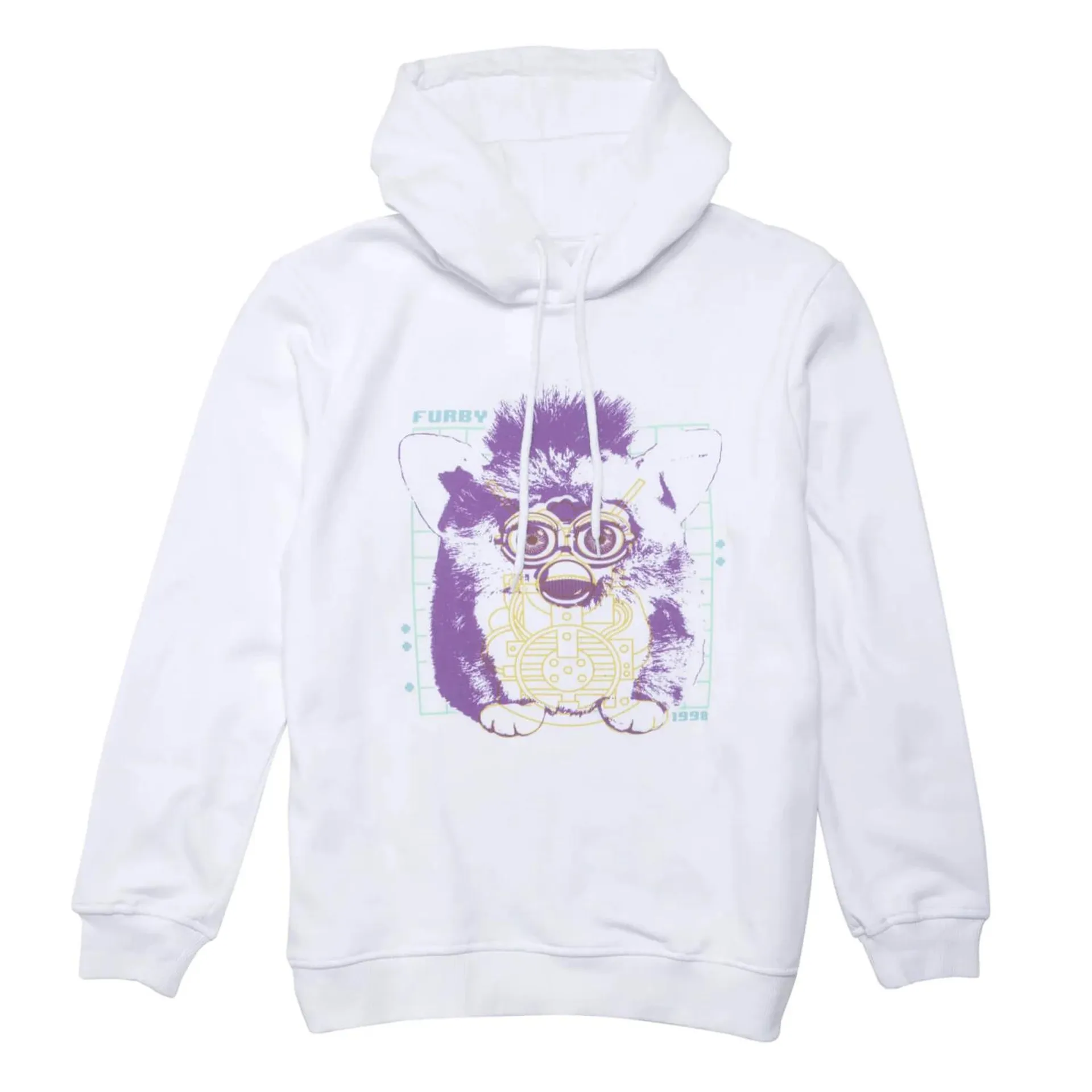 Furby Blue Print Hoodie - White