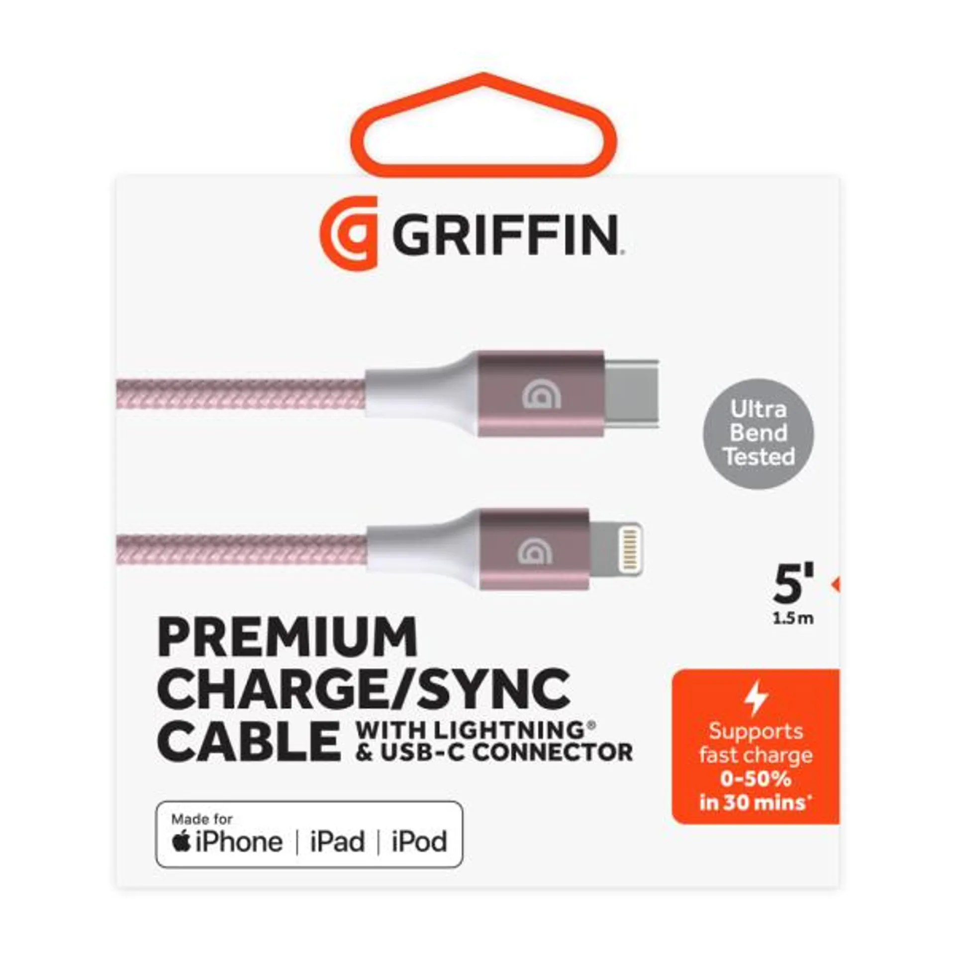 Griffin 1m Braided USB C to Lightning Cable