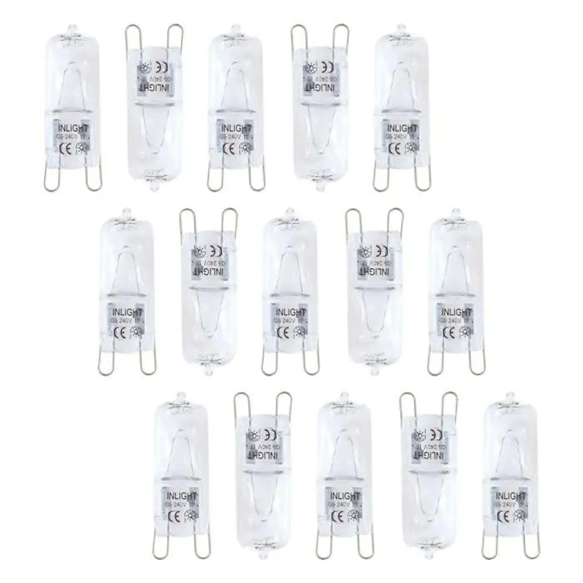 15 Pack of 18 Watt G9 Eco Halogen Light Bulbs, Clear