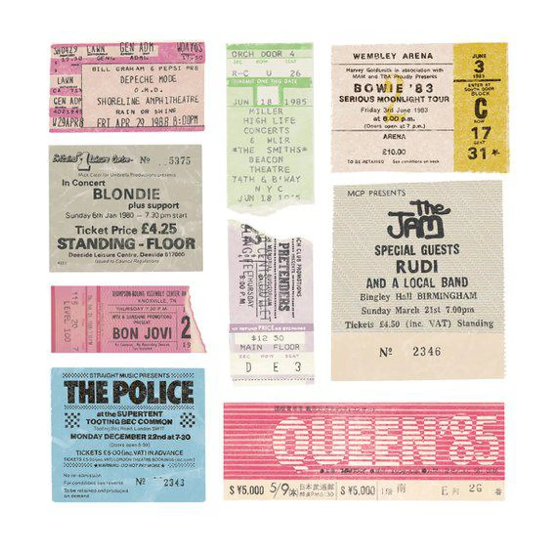 Eighties, vintage gig ticket collection - limited-edition art print (2022)