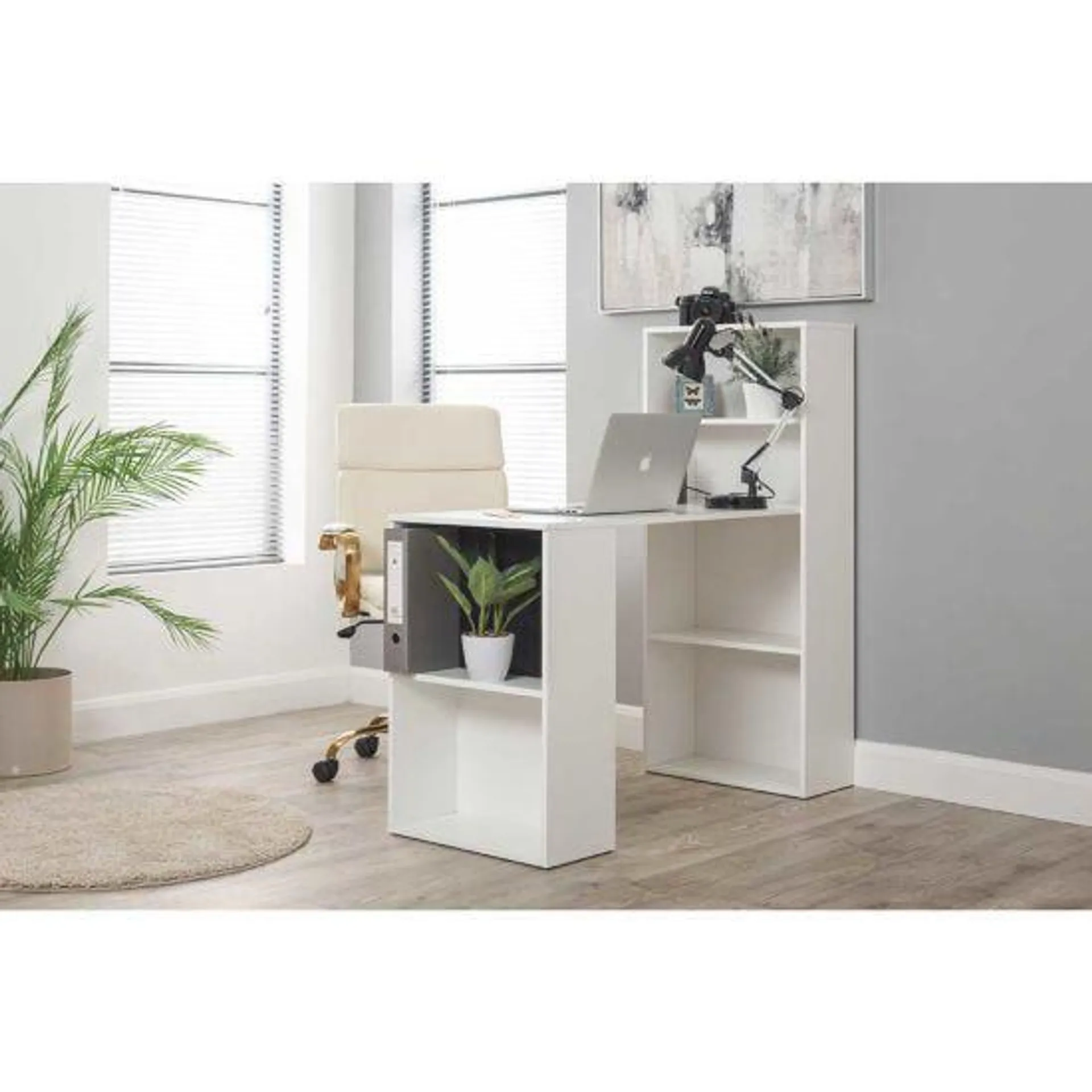 Whitby Desk With Shelves in White