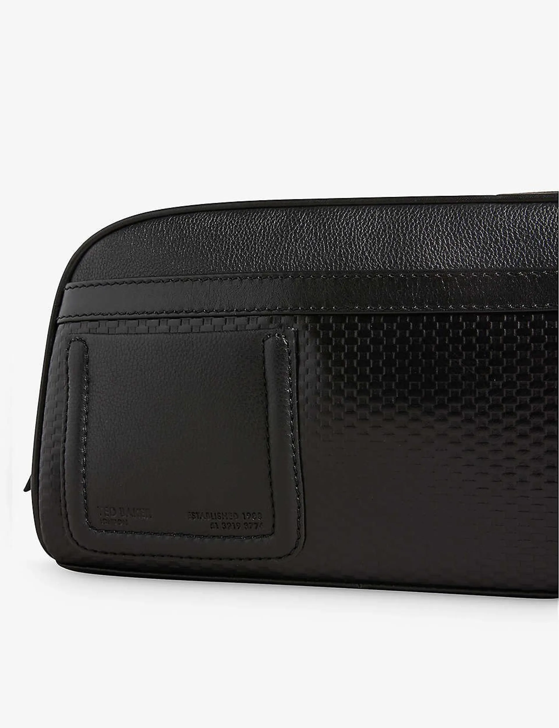 Kilzip brand-embossed textured-leather wash bag