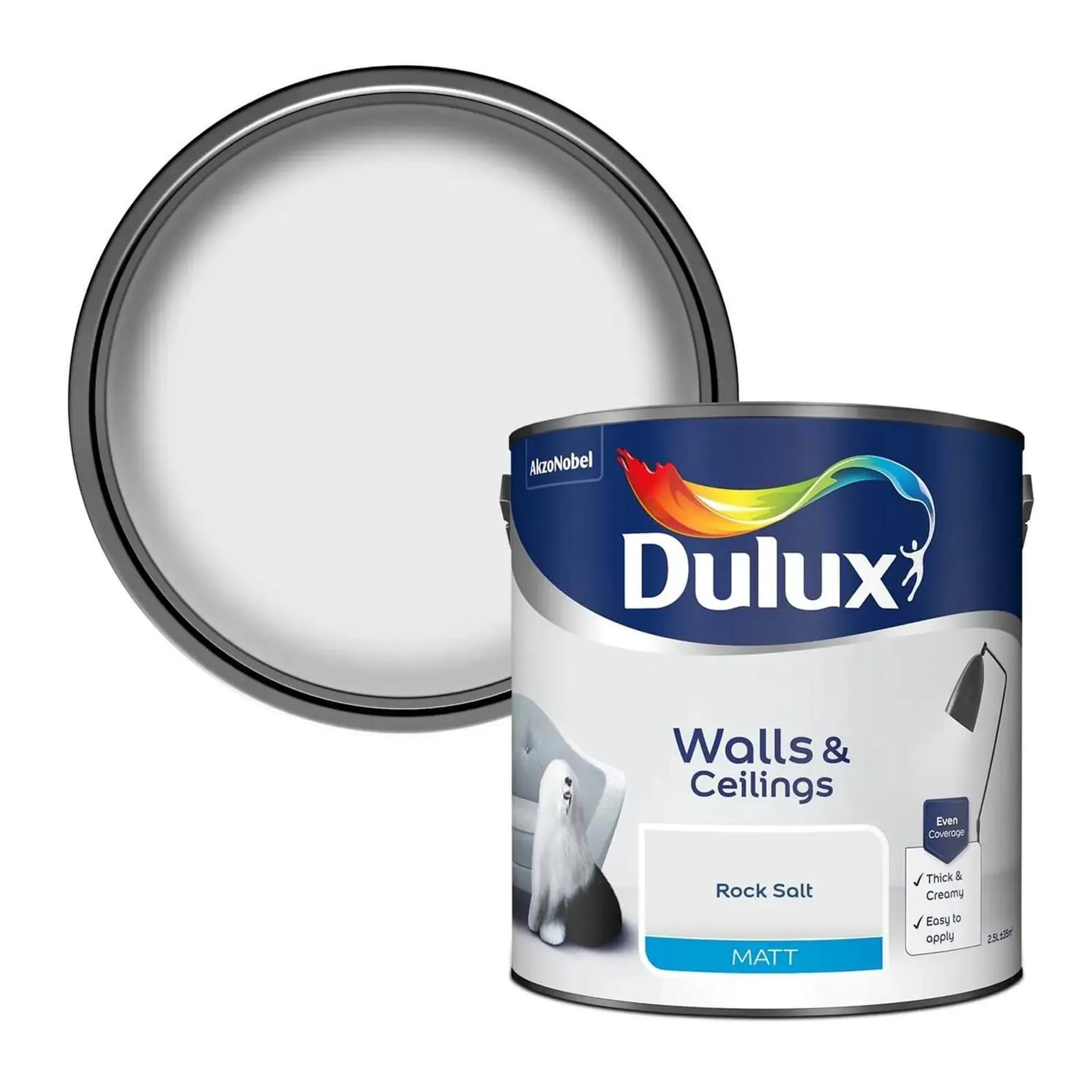 Dulux Matt Rock Salt Matt Emulsion Paint - 2.5L