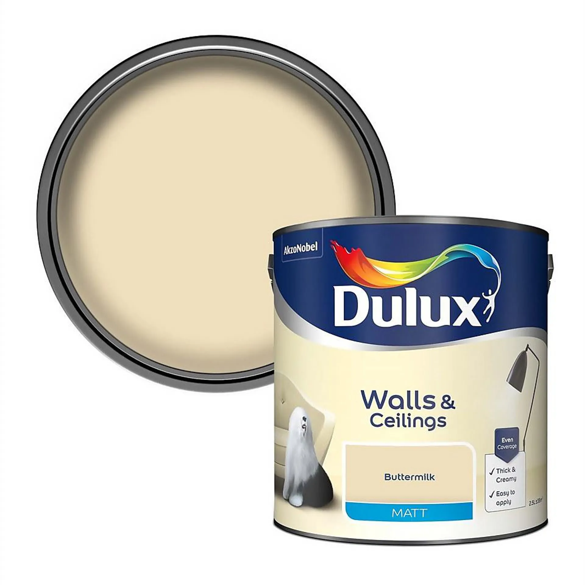 Dulux Matt Emulsion Paint Buttermilk - 2.5L