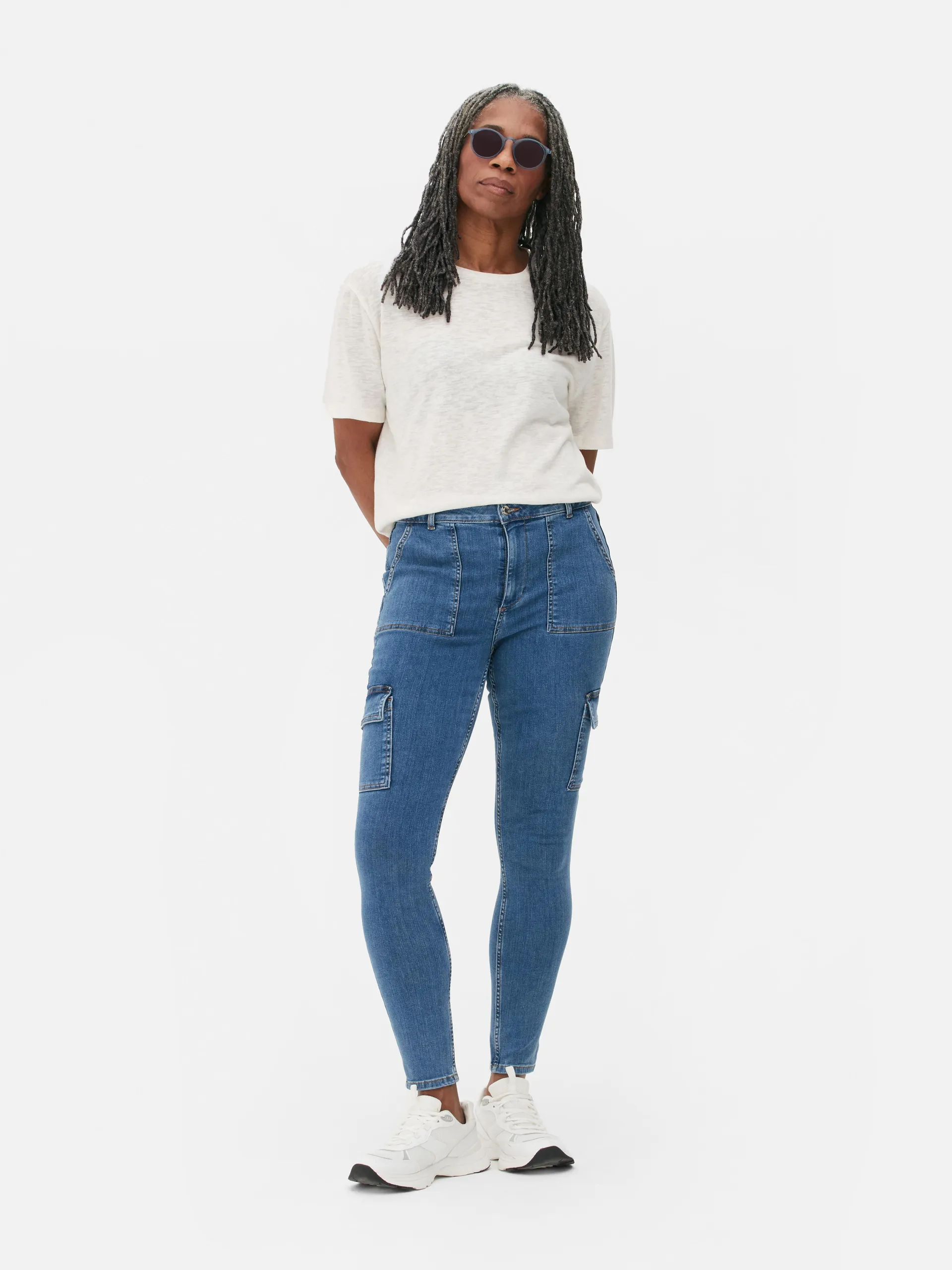 High Waist Cargo Skinny Jeans