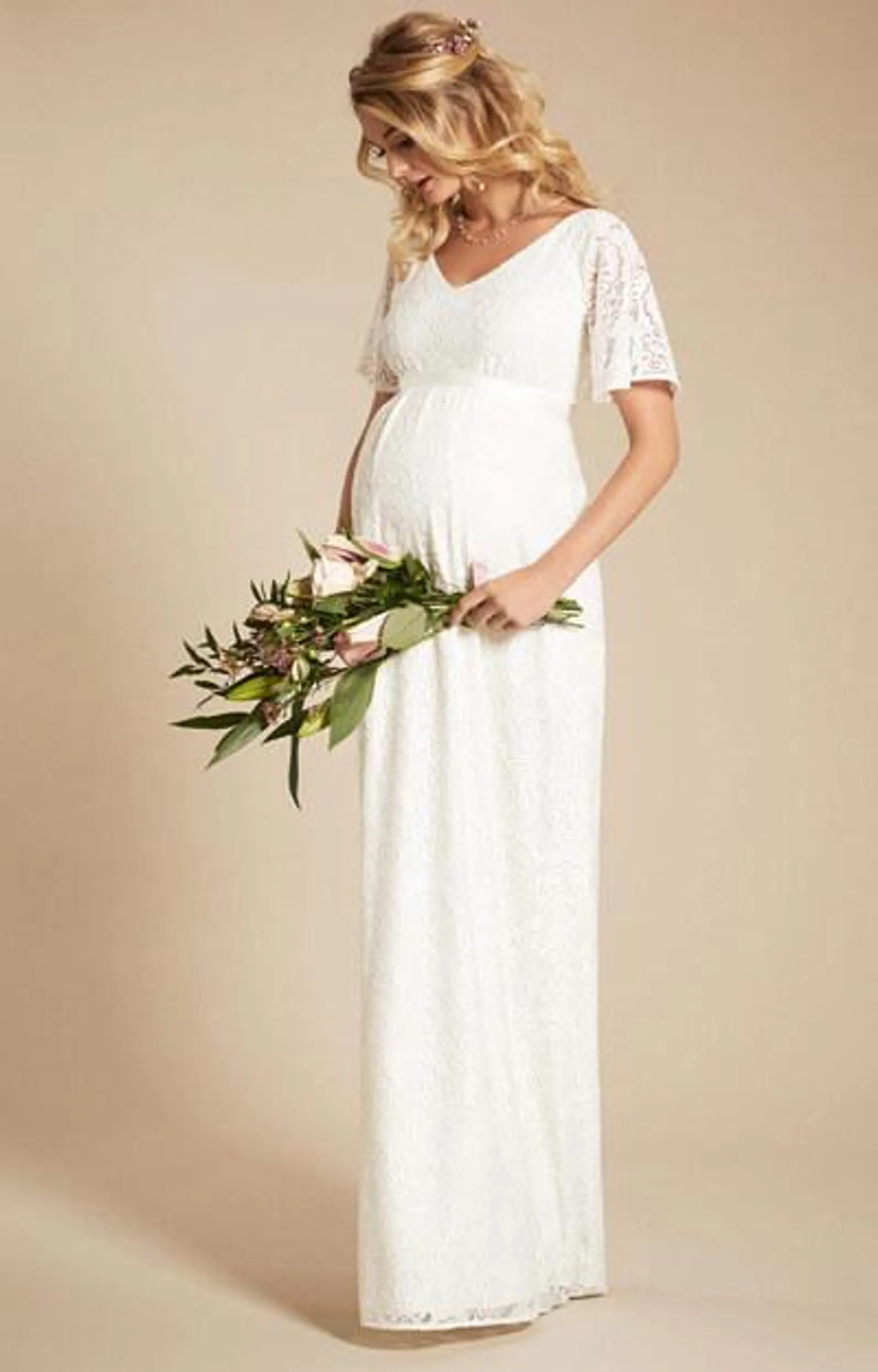 Edith Lace Kimono Maternity Gown