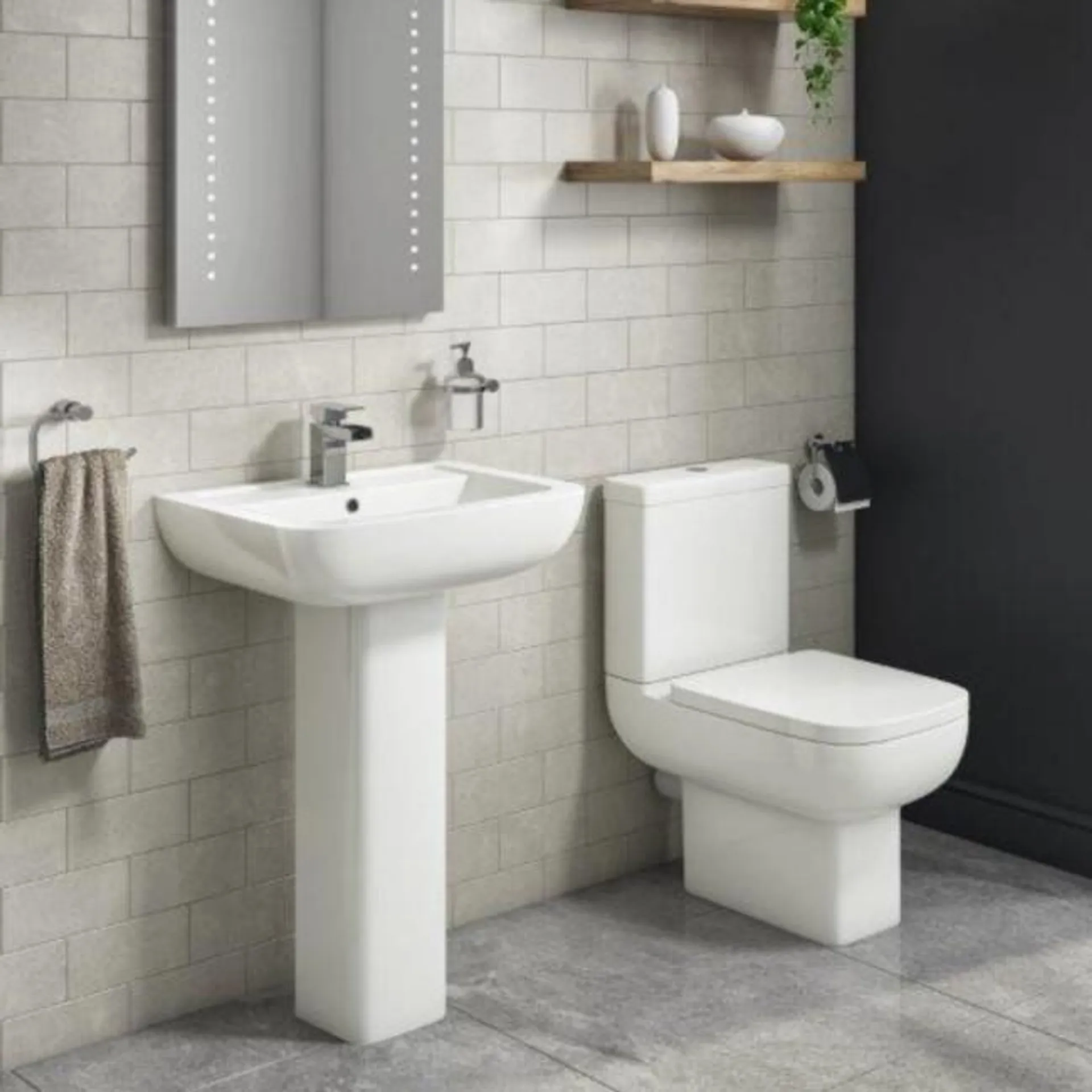 Seren Close Coupled Toilet and Full Pedestal Basin Suite