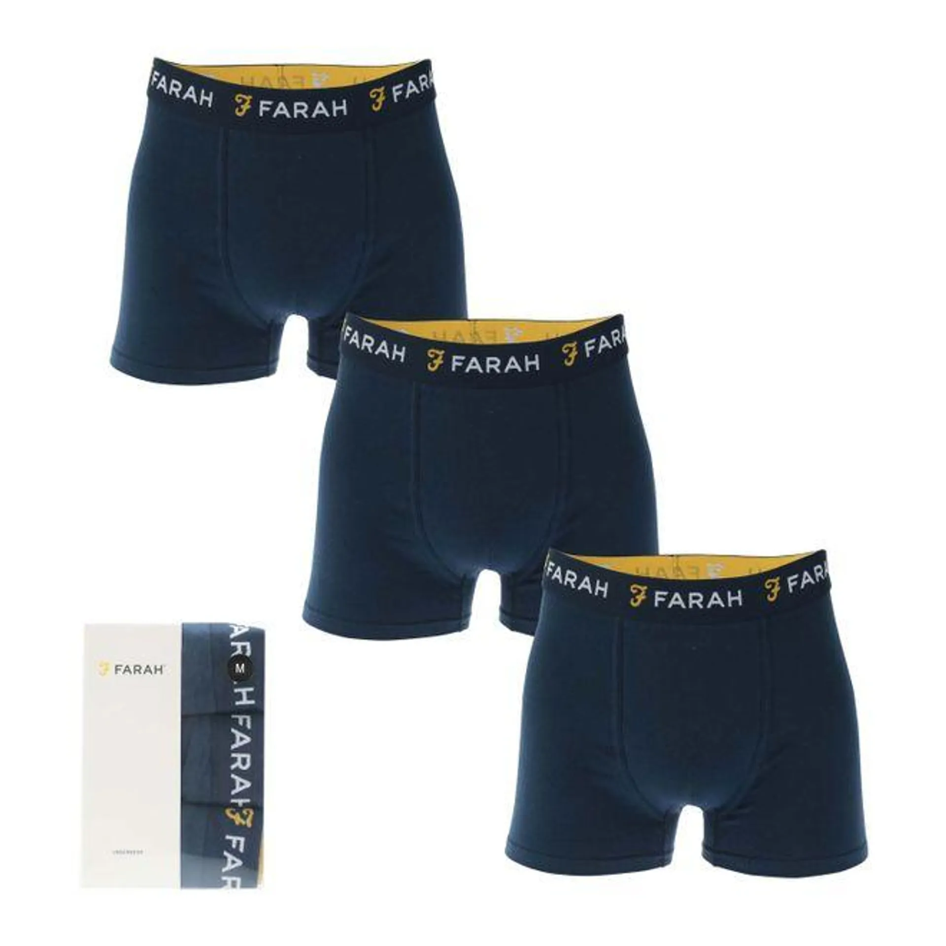 Farah Mens Aveleer 3 Pack Boxer Shorts in Navy