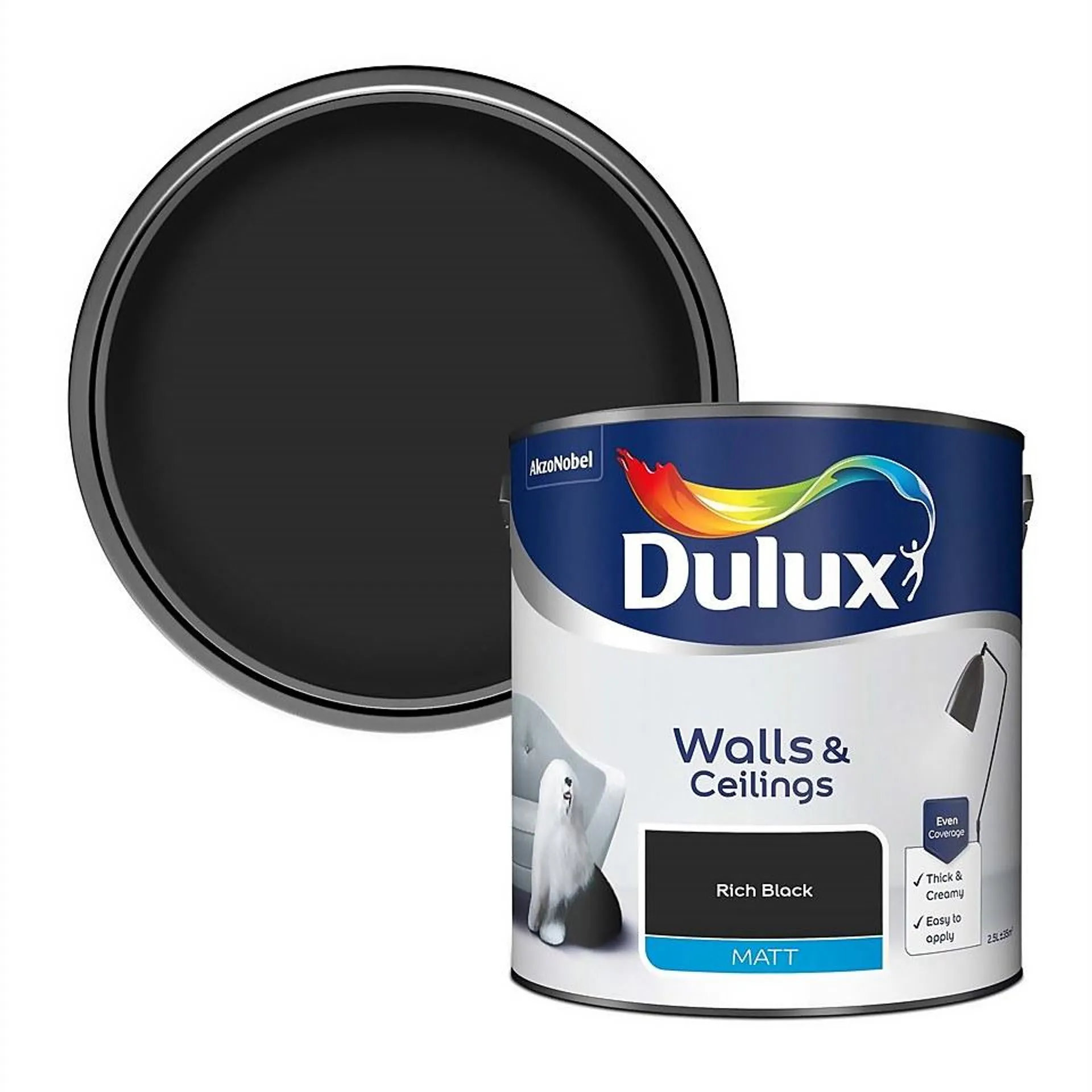 Dulux Matt Emulsion Paint Rich Black - 2.5L