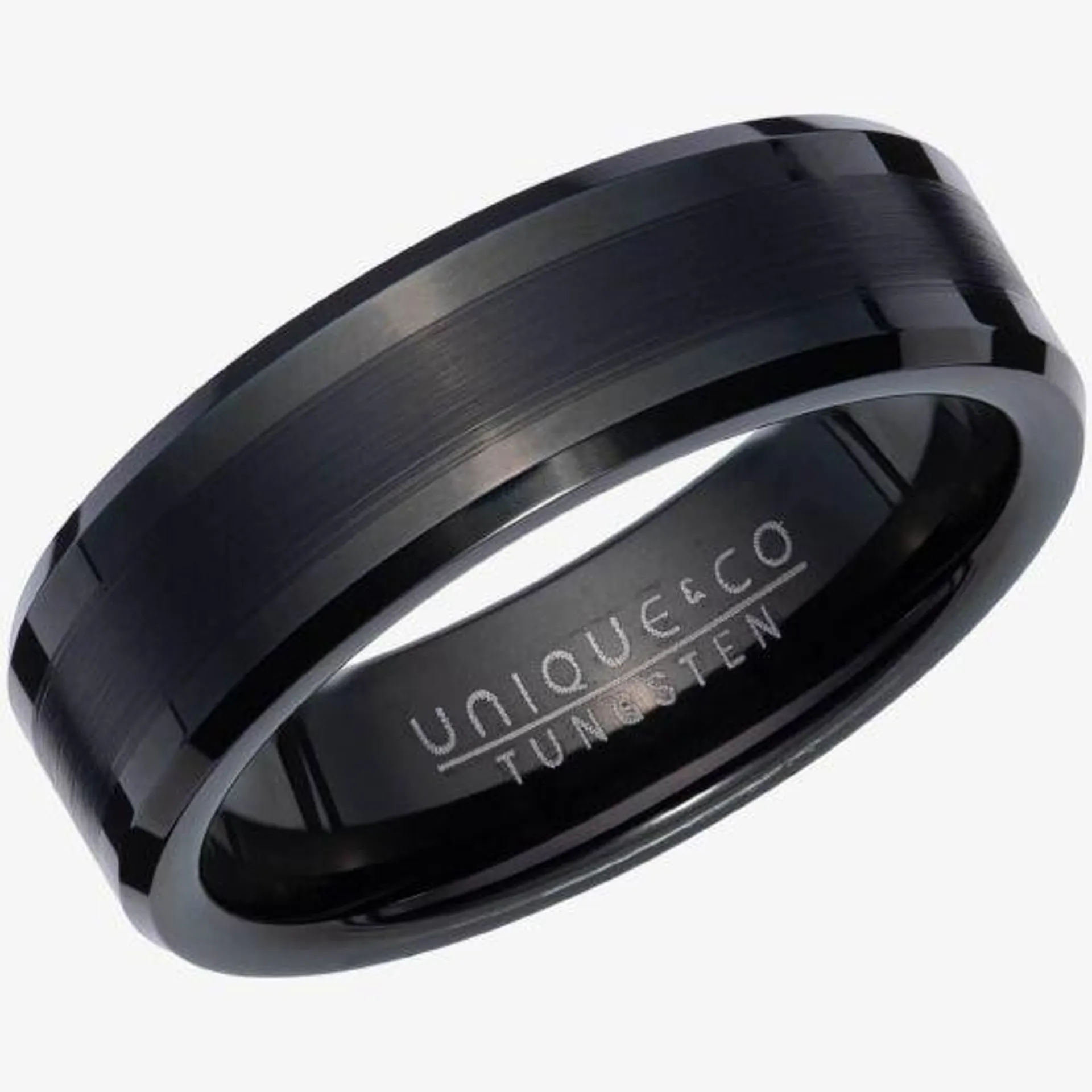 Unique Mens Black Tungsten 7mm Ring TUR-134