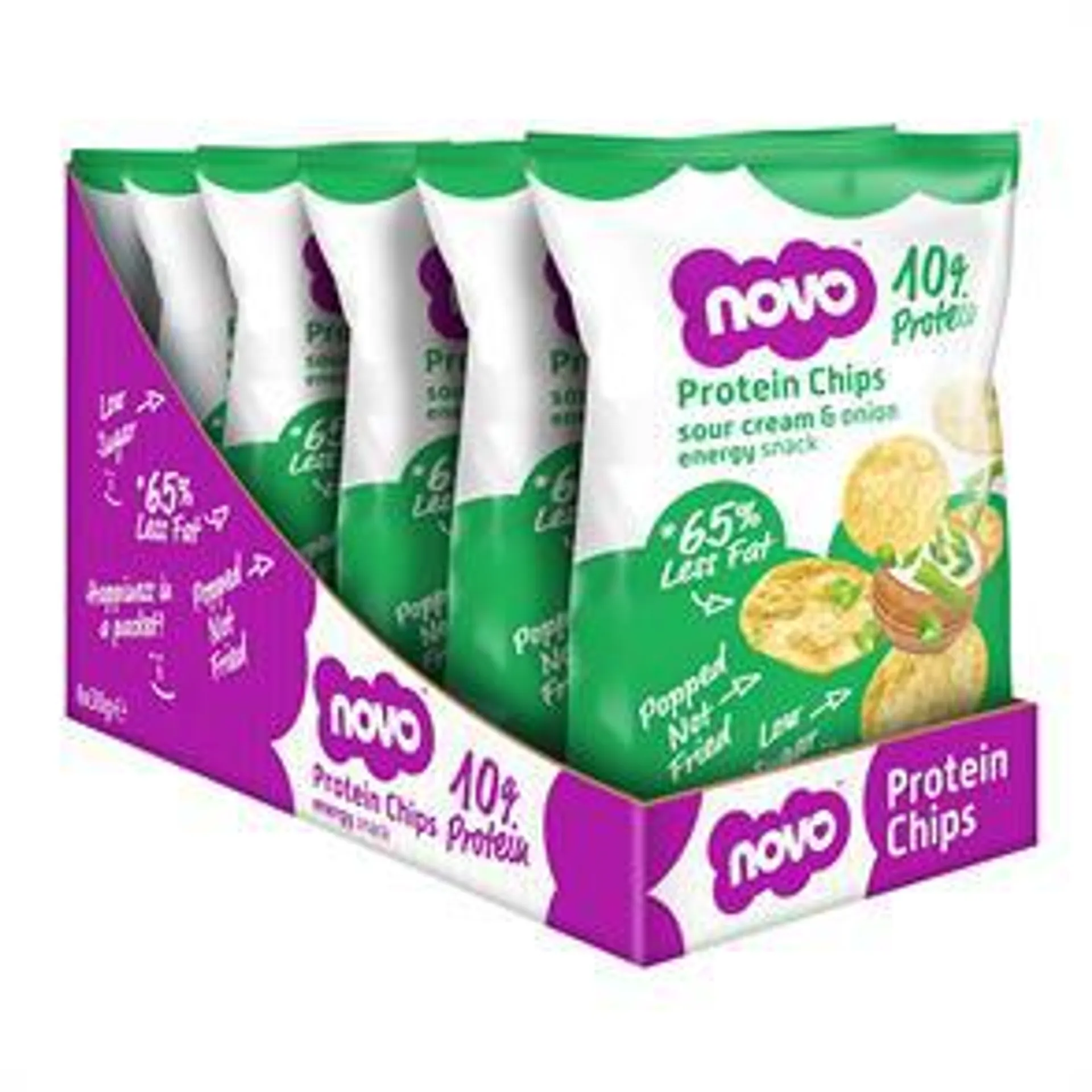 Novo Nutrition Protein Chips Energy Snacks 6 Pack - Sour Cream & Onion