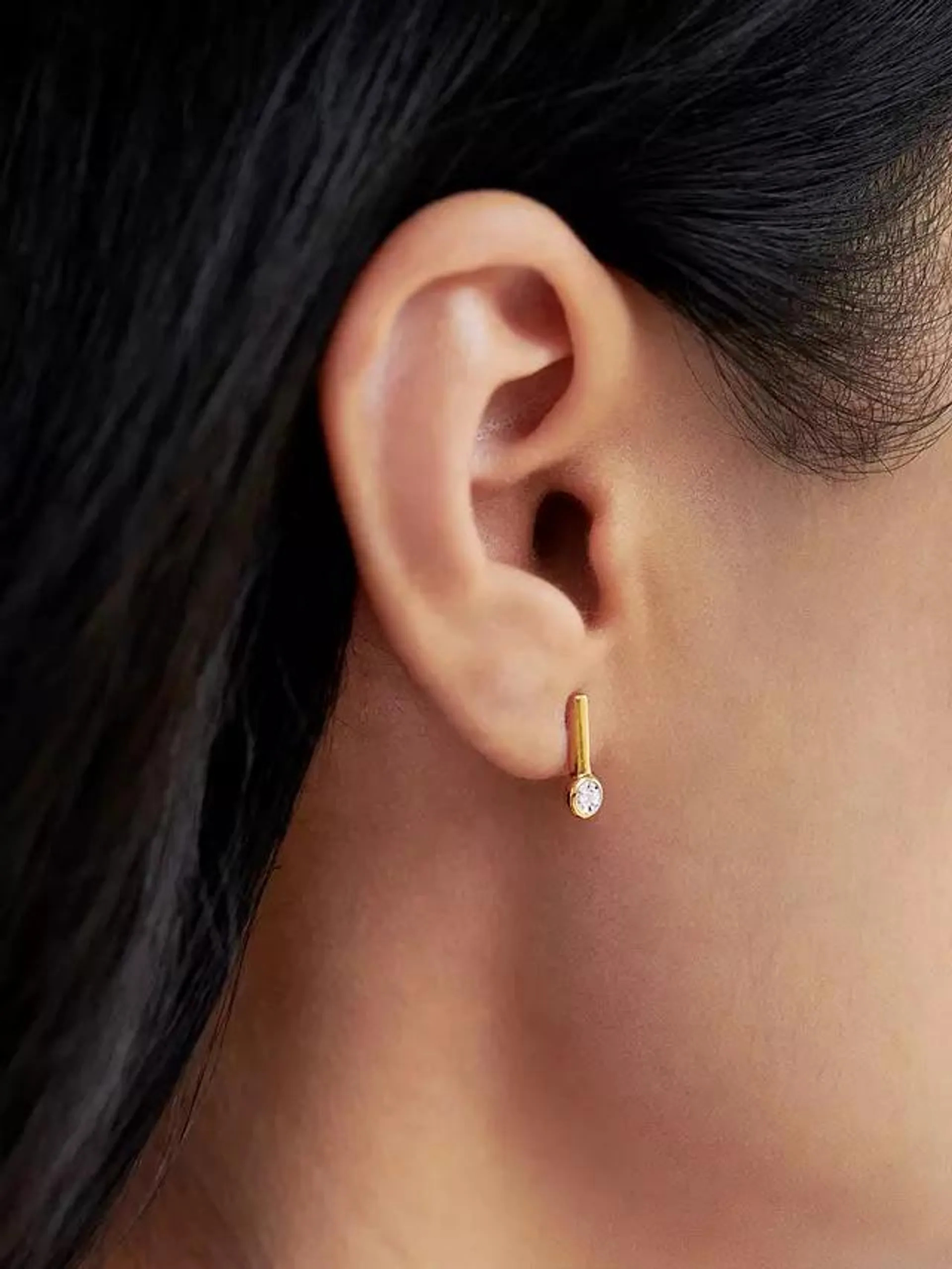 Diamond Essential Drop Stud Earrings, Gold