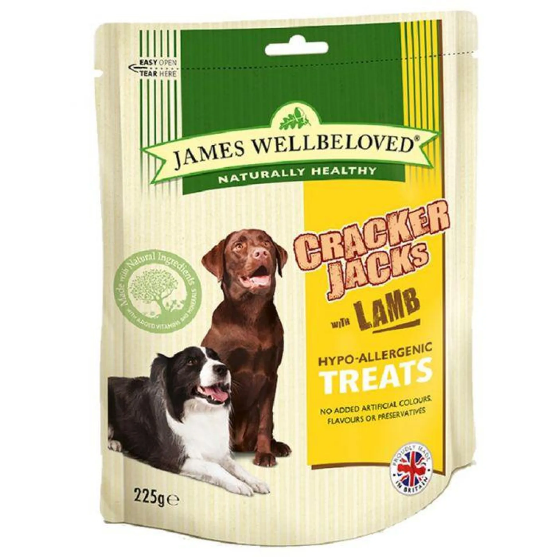 James Wellbeloved Crackerjacks Dog Treats Lamb 225g